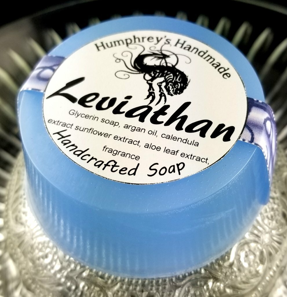 Mens LEVIATHAN Oud and Ocean Scent Shave Soap, Puck Beard Wash Bar USA Made Musk