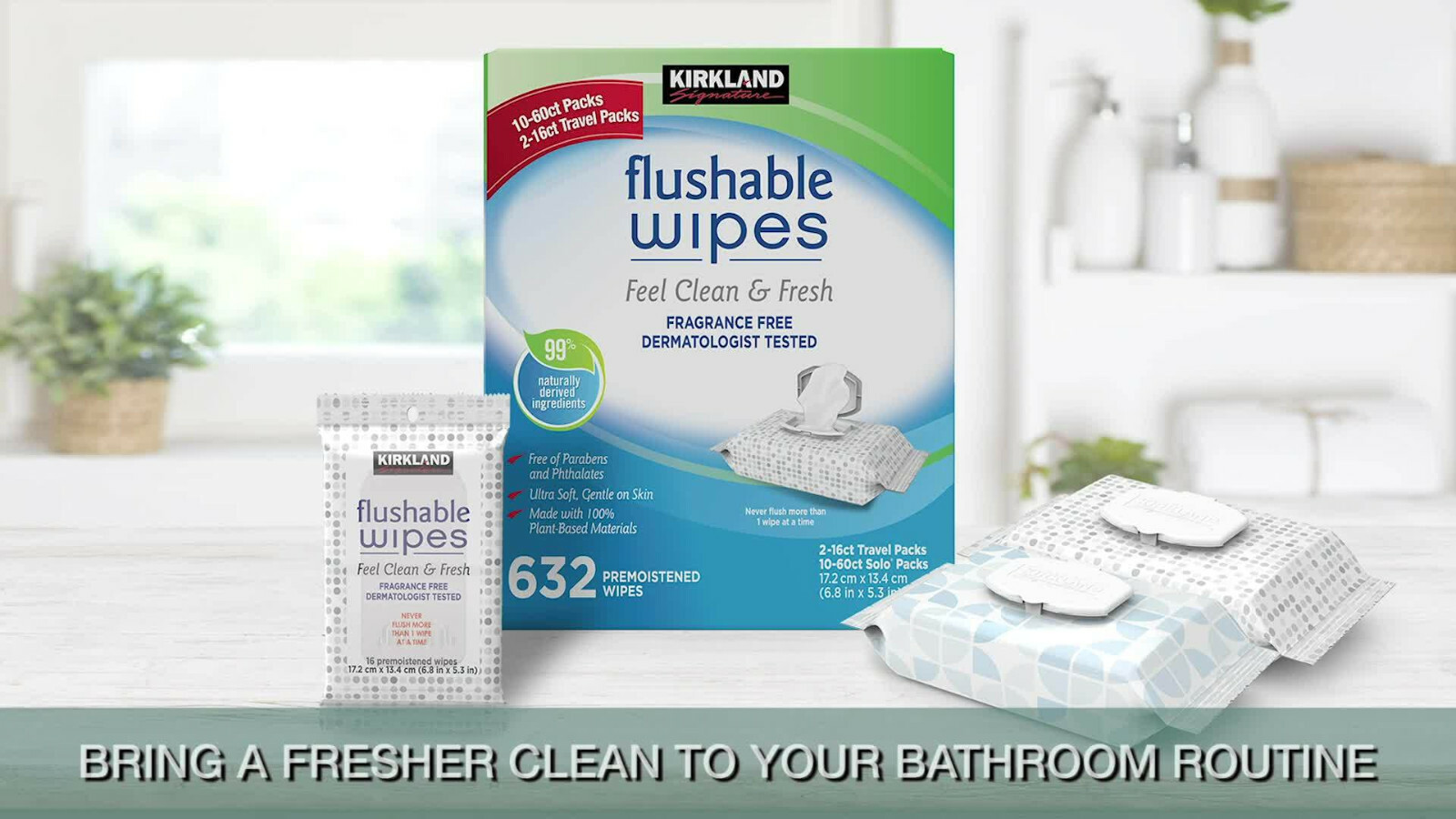 Kirkland Signature Moist Flushable Wipes 632 Wipes