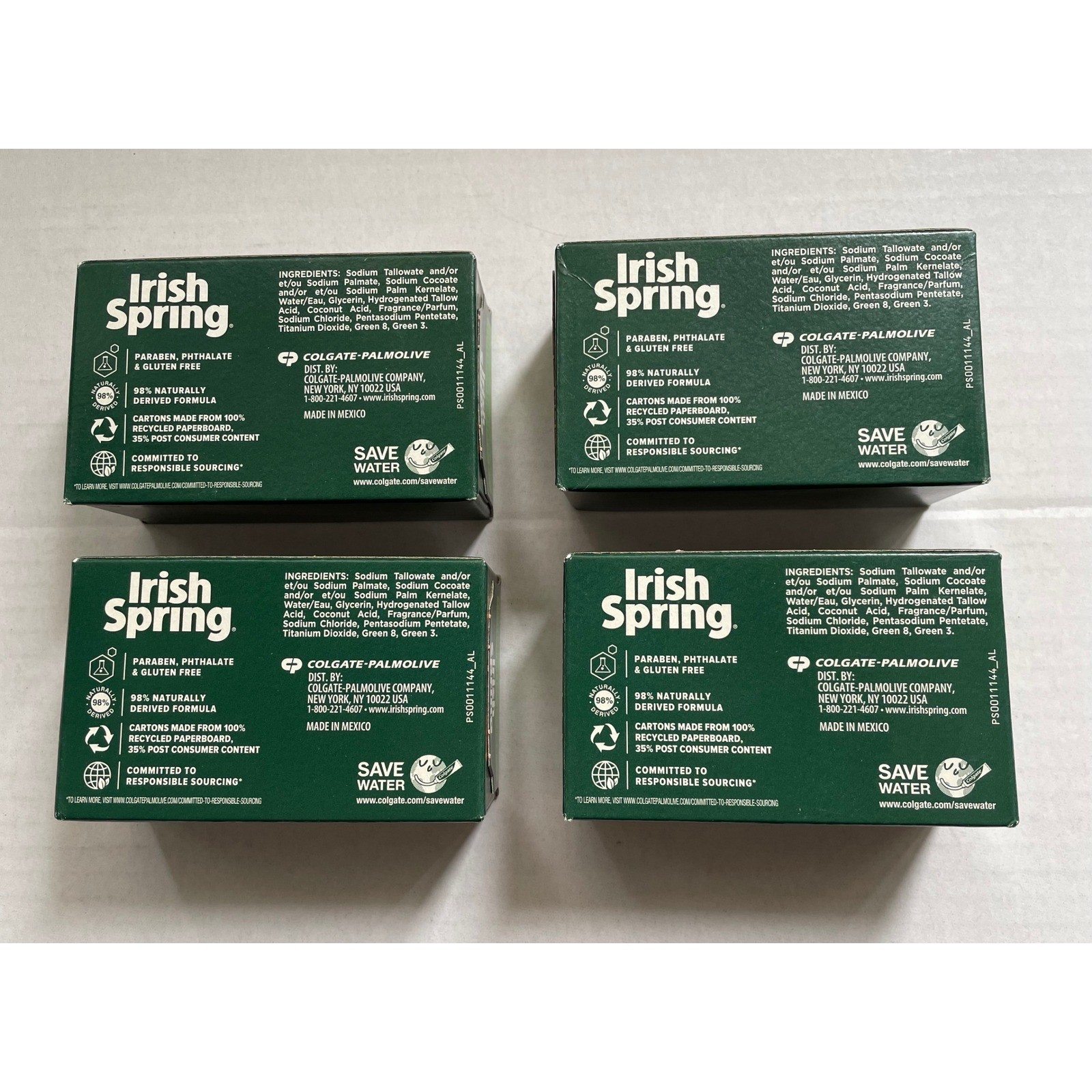 Lot of 4 Bars Original Irish Spring Bar Soap