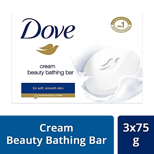 Dove Cream Beauty Bathing Bar, Has 1/4th Moisturizing Cream, 225 g (Pack of 3)