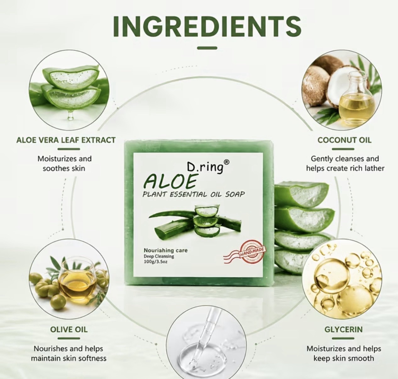 2x Aloe Vera Plant Essential Soap With Vitamin E – 100g Each