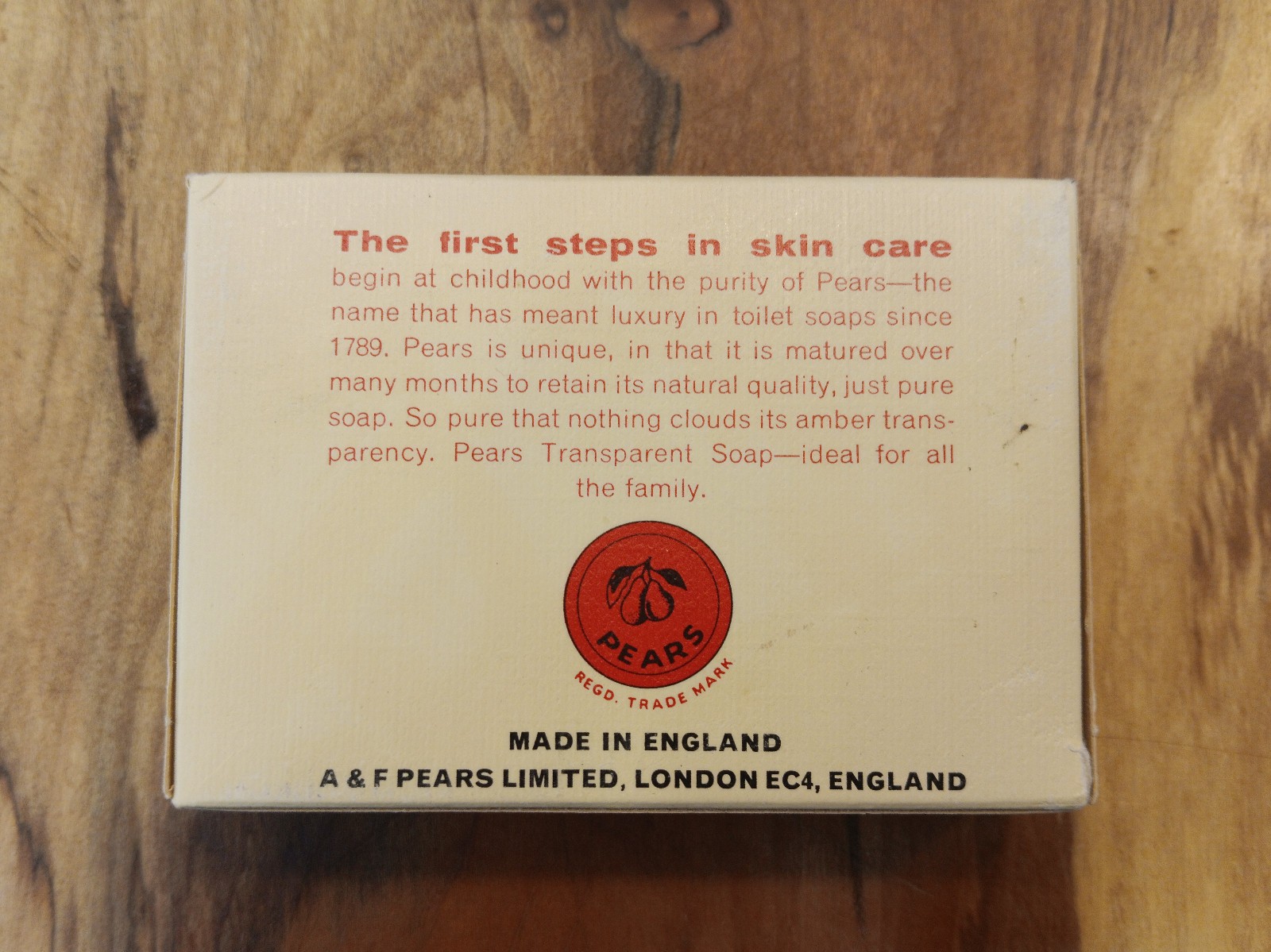 Vintage PEARS Transparent Soap – Toilet Size – 70g