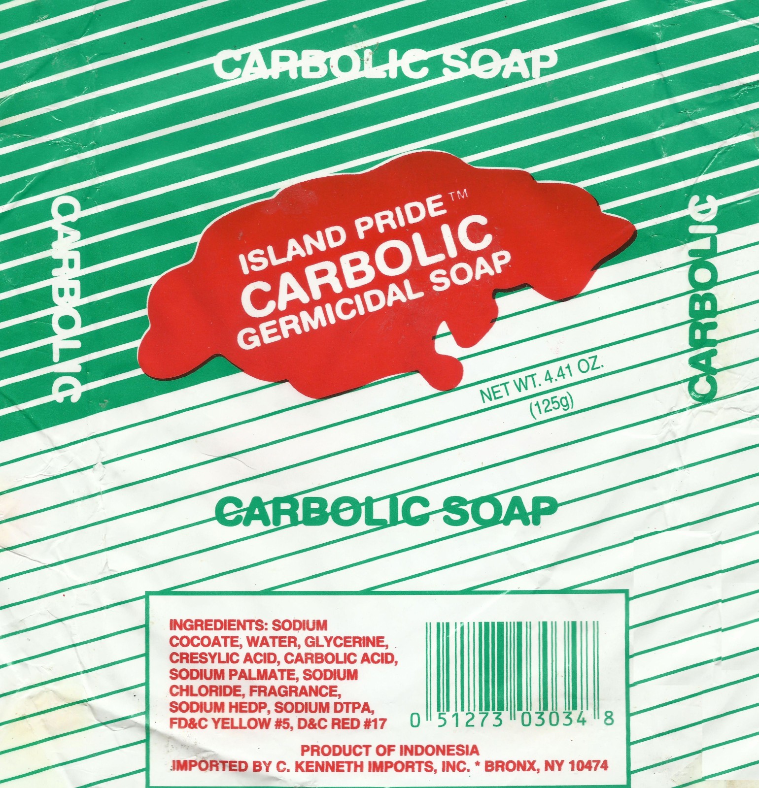 1 Island Pride Carbolic Soap Germicidal for Germs Cut Skin Acne RED 4.4 oz Bar