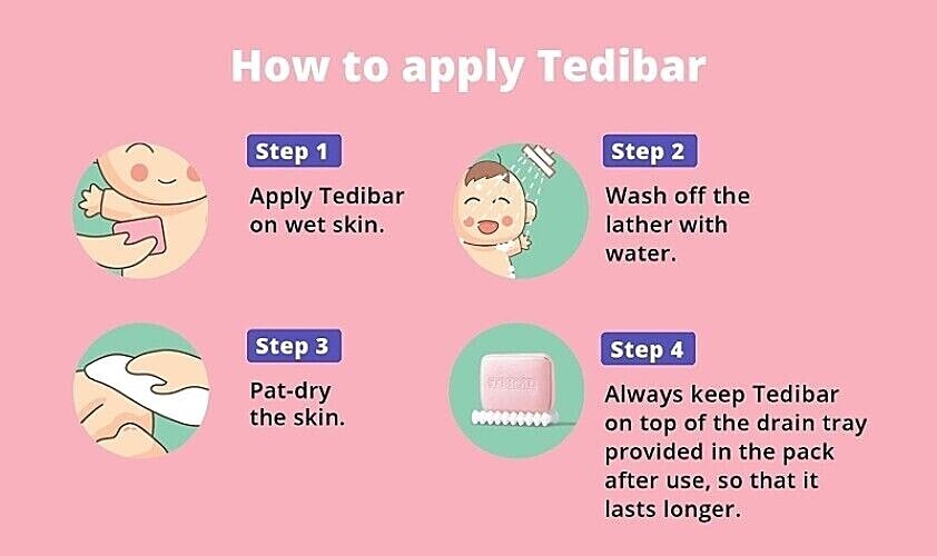 Curatio TEDIBAR Bathing Bar for Babies Sensitive Skin Friendly pH 5.5 (75g x 4)
