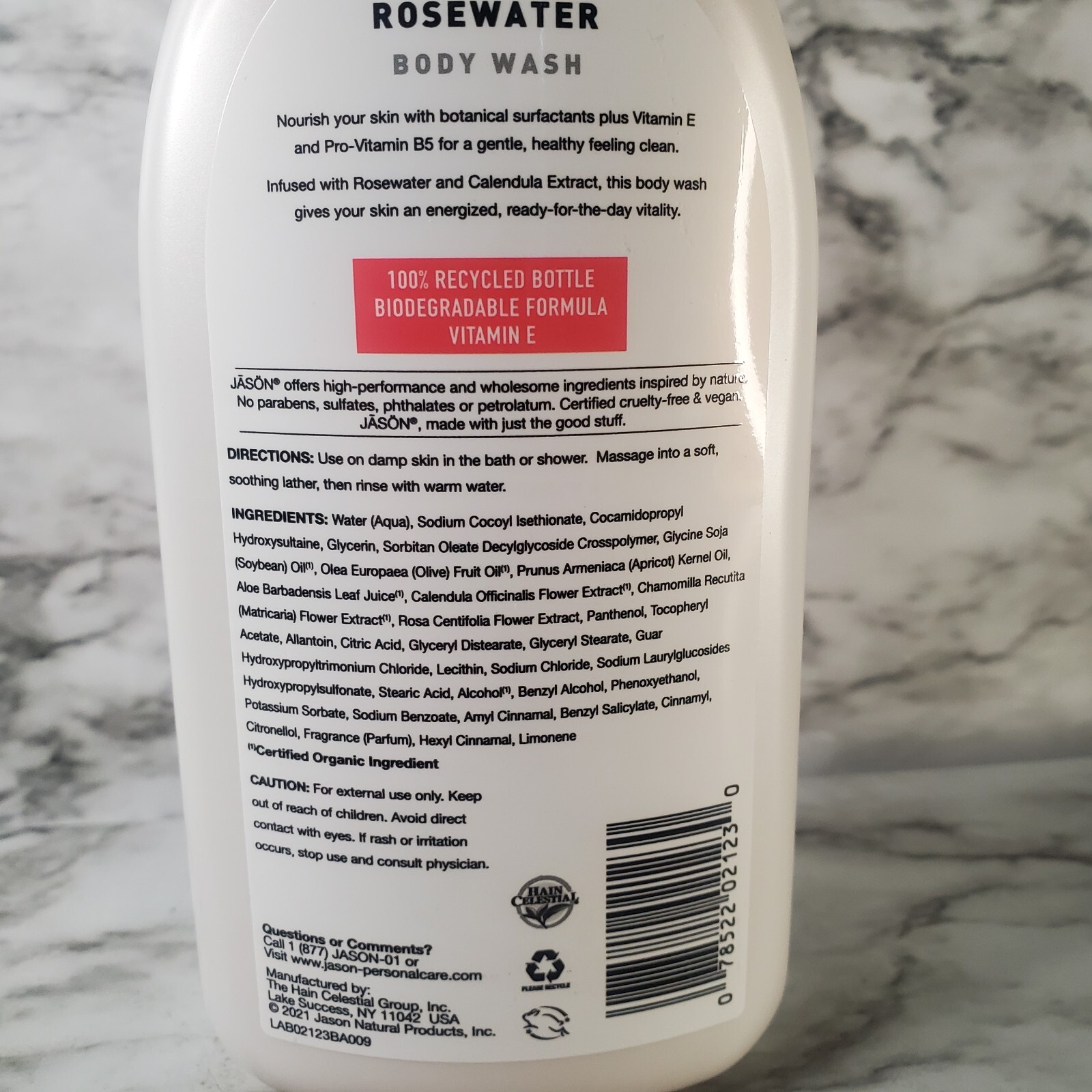 Jason Invigorating Rose Water Body Wash Vitamin E 30 fl oz Vegan