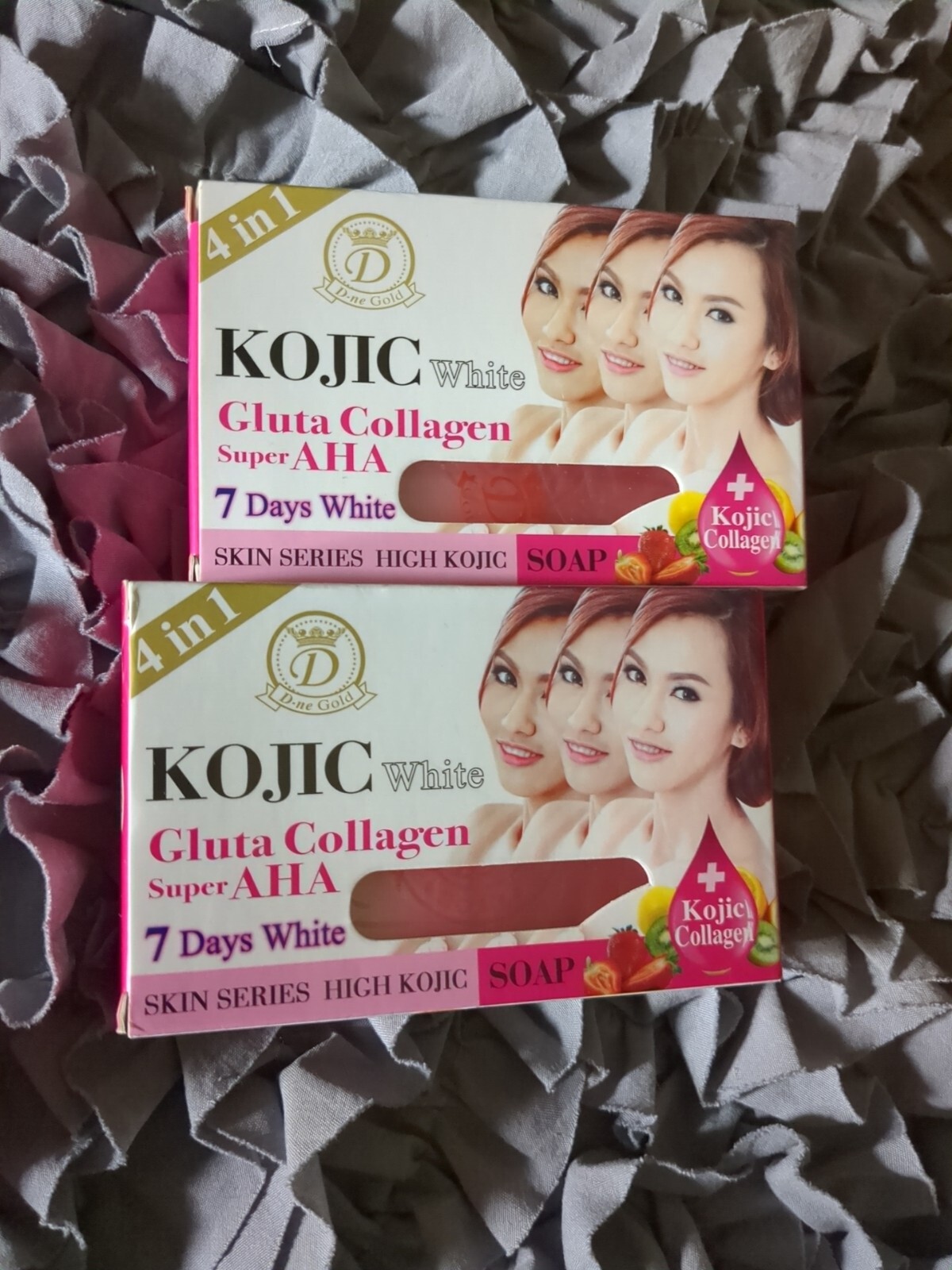 D-ne Gold Kojic White Gluta Collagen AHA Soap 4 in 1, 160g x 2