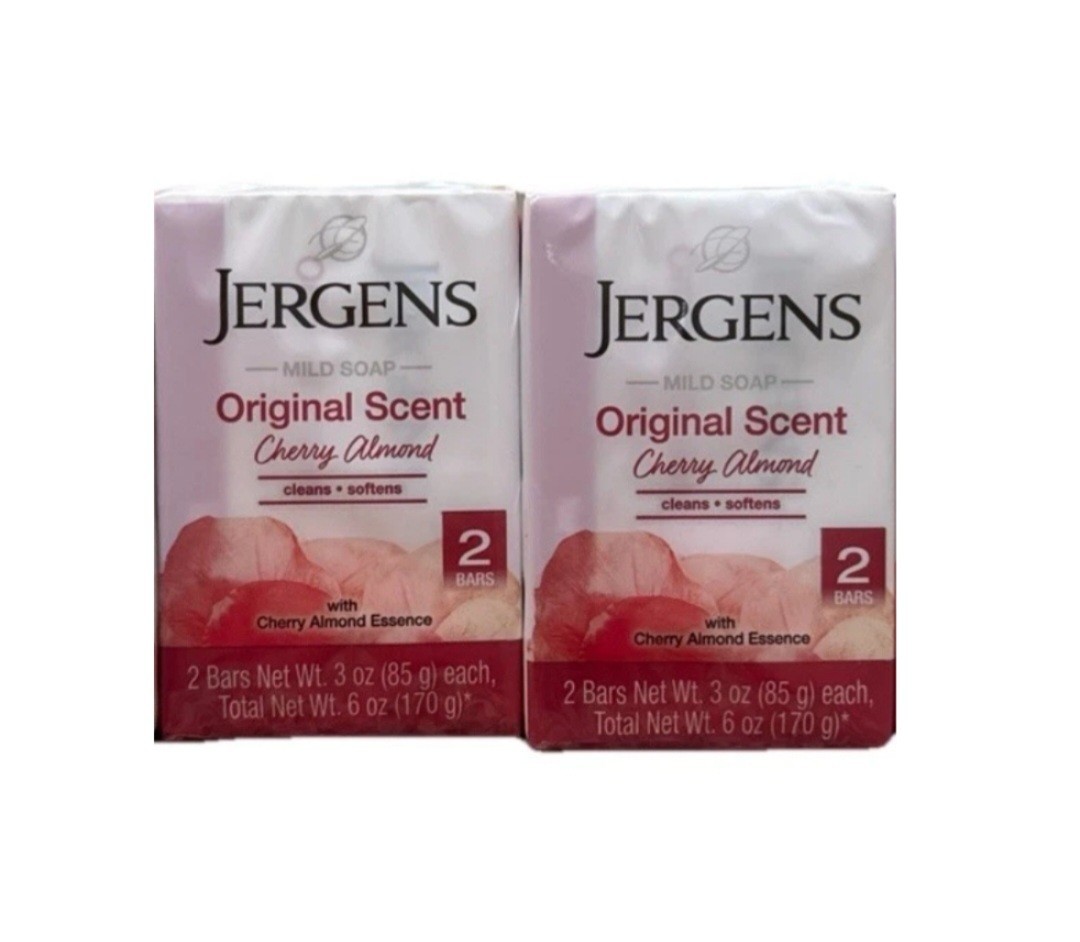 NEW! JERGENS (4-BARS) 3 Oz. (85 g) 🍒🫧 ●CHERRY ALMOND● Original Mild Soap🫧.