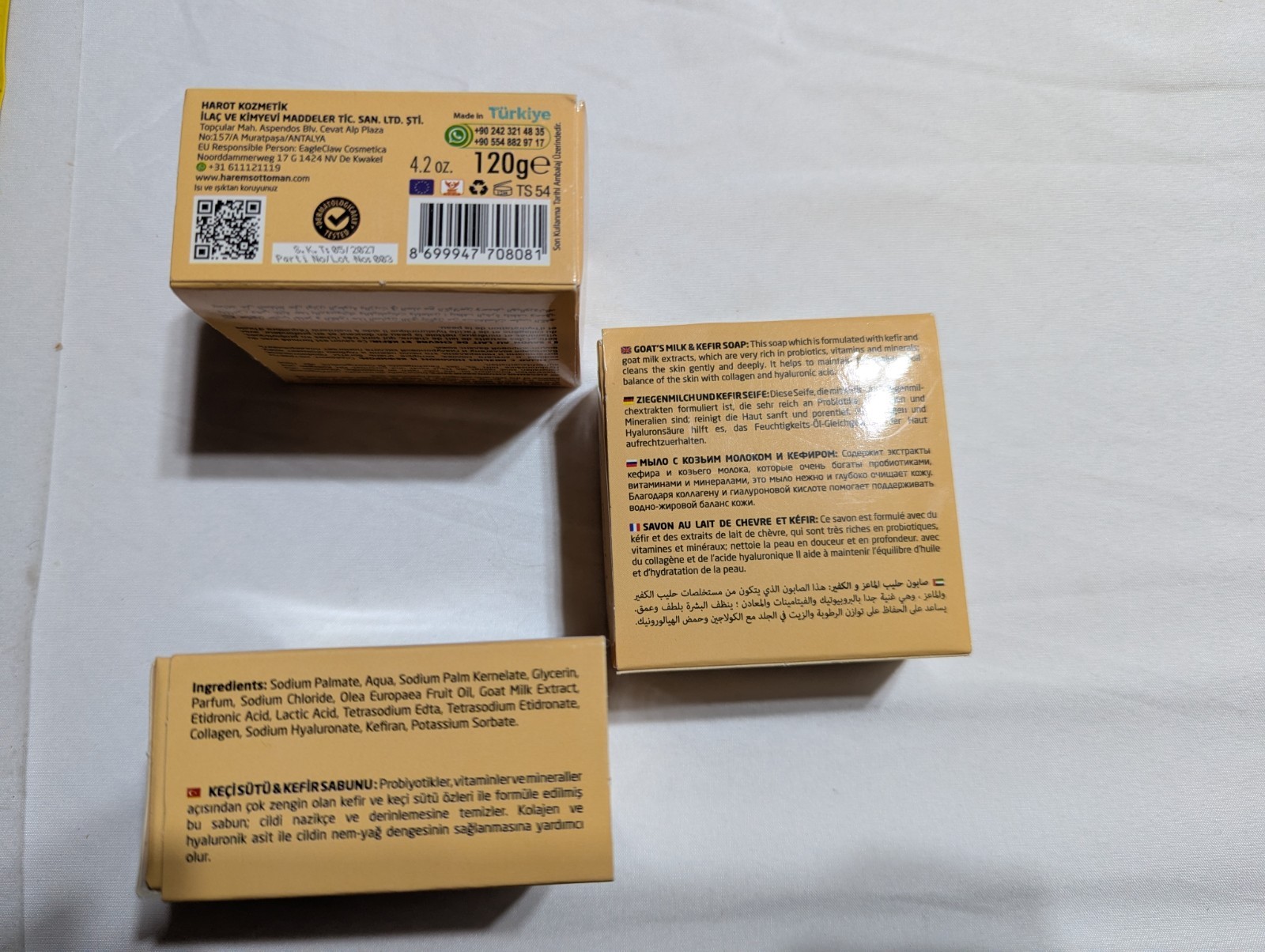 Harem’s Goat Milk and Kefir Soap 100% Natural 8 oz 3 pack Free Shipping!!!