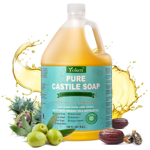 Yoken Pure Castile Liquid Soap 128 Oz Unscented Body 128 Fl (Pack of 1)