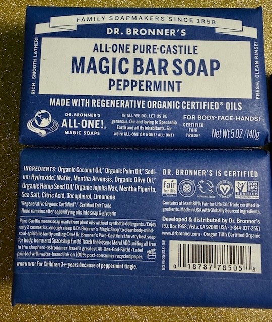 Dr. Bronner’s PURE-Castile/5 pack & 1/HEMP Peppermint Soap – 6 TOTAL – 5 oz each