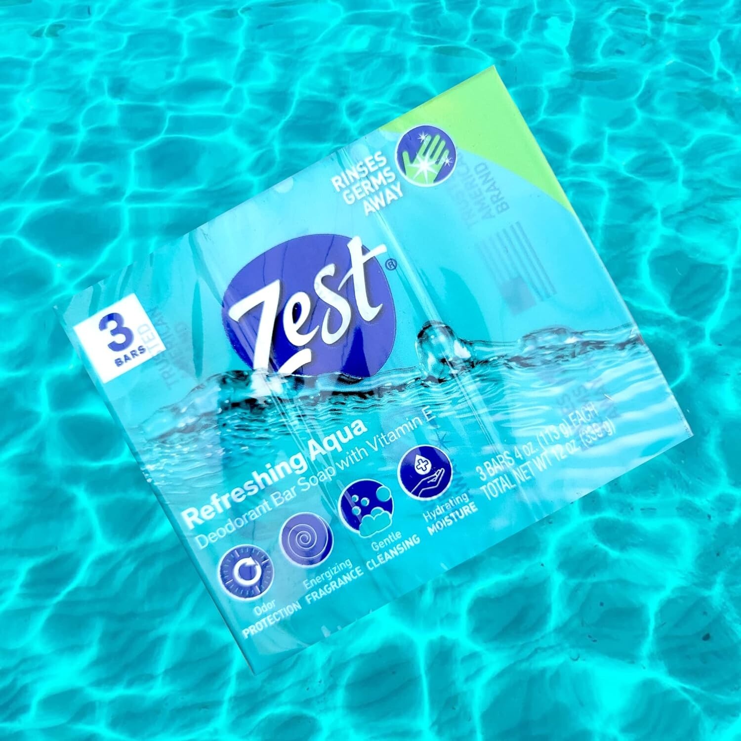 3 Packs Zest Aqua Refreshing Bars with Vitamin E 3 Bars 12 Oz