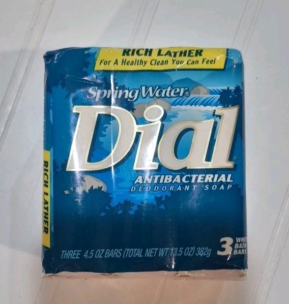 Vintage Dial SPRING WATER Antibacterial Deodorant Bar Soap, 4.5 3ct pack Sealed