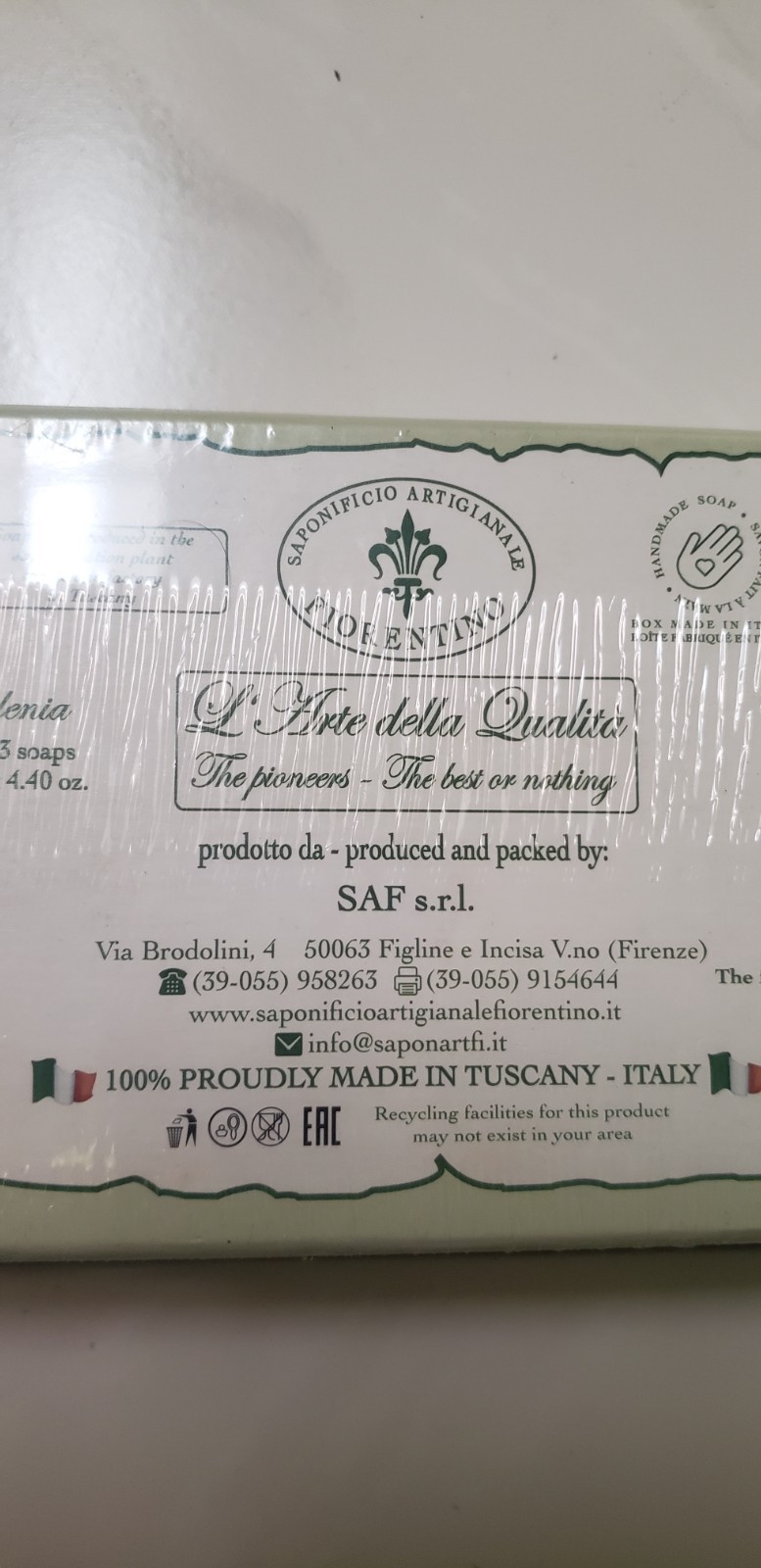 Pack Saponificio ~ Gardenia Scented Bar Soap from Italy 3 bars 4.40 oz Each NIB/