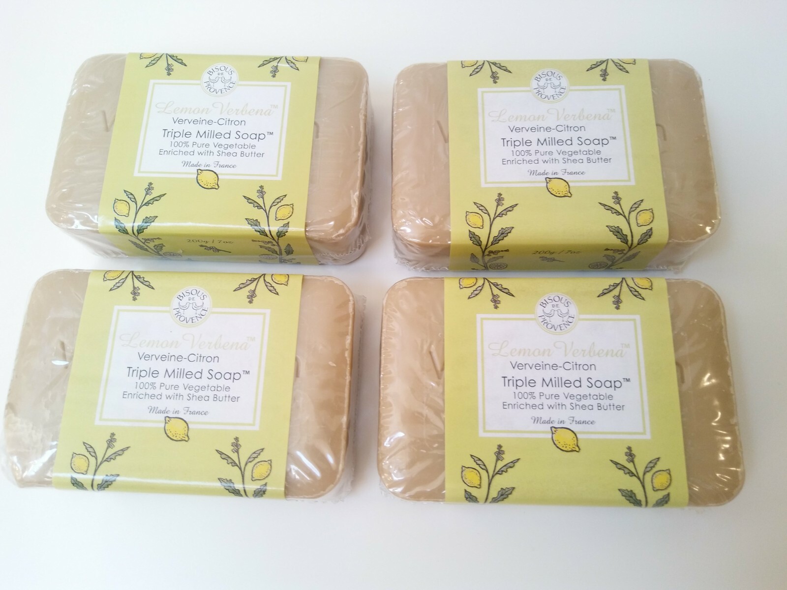 4 X Trader Joe’s Bisous de Provence Lemon Verbena Triple Milled Soap Shea Butter