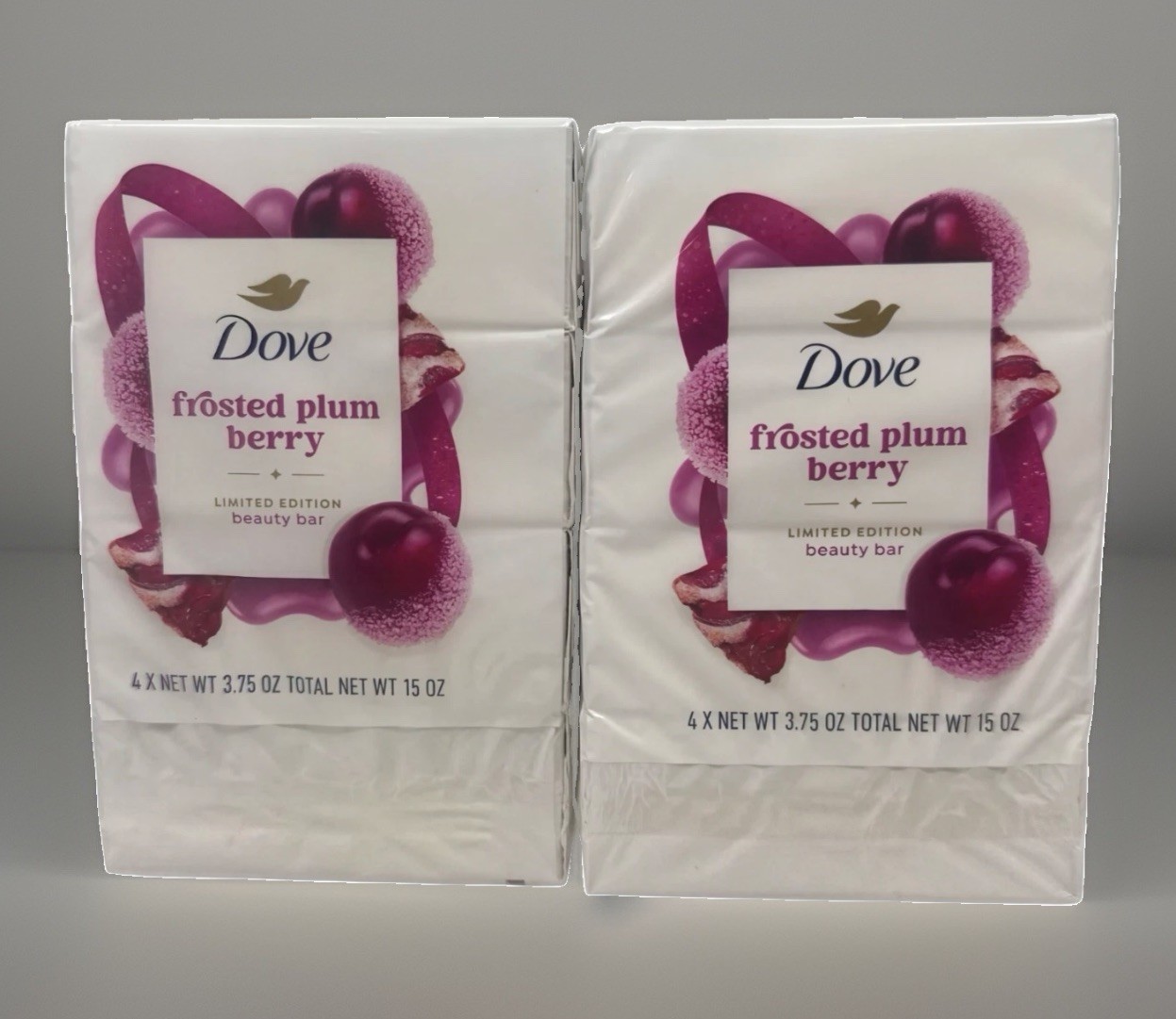 8 Bars Dove Frosted Plum Berry Limited Edition Holiday Treats Bar Soap 3.75 oz.