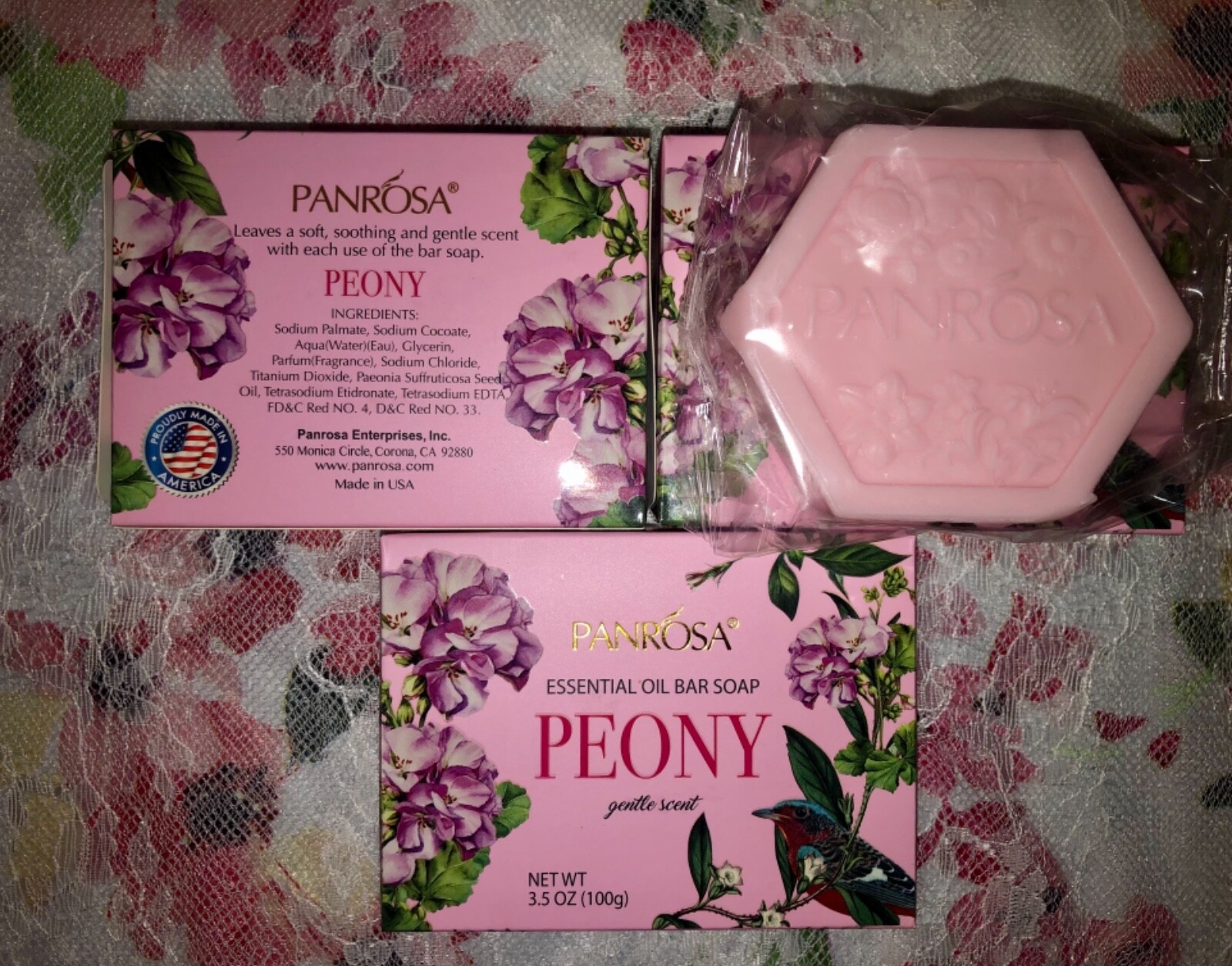 Panrosa Essential Oil Soap, Peony 3 pack