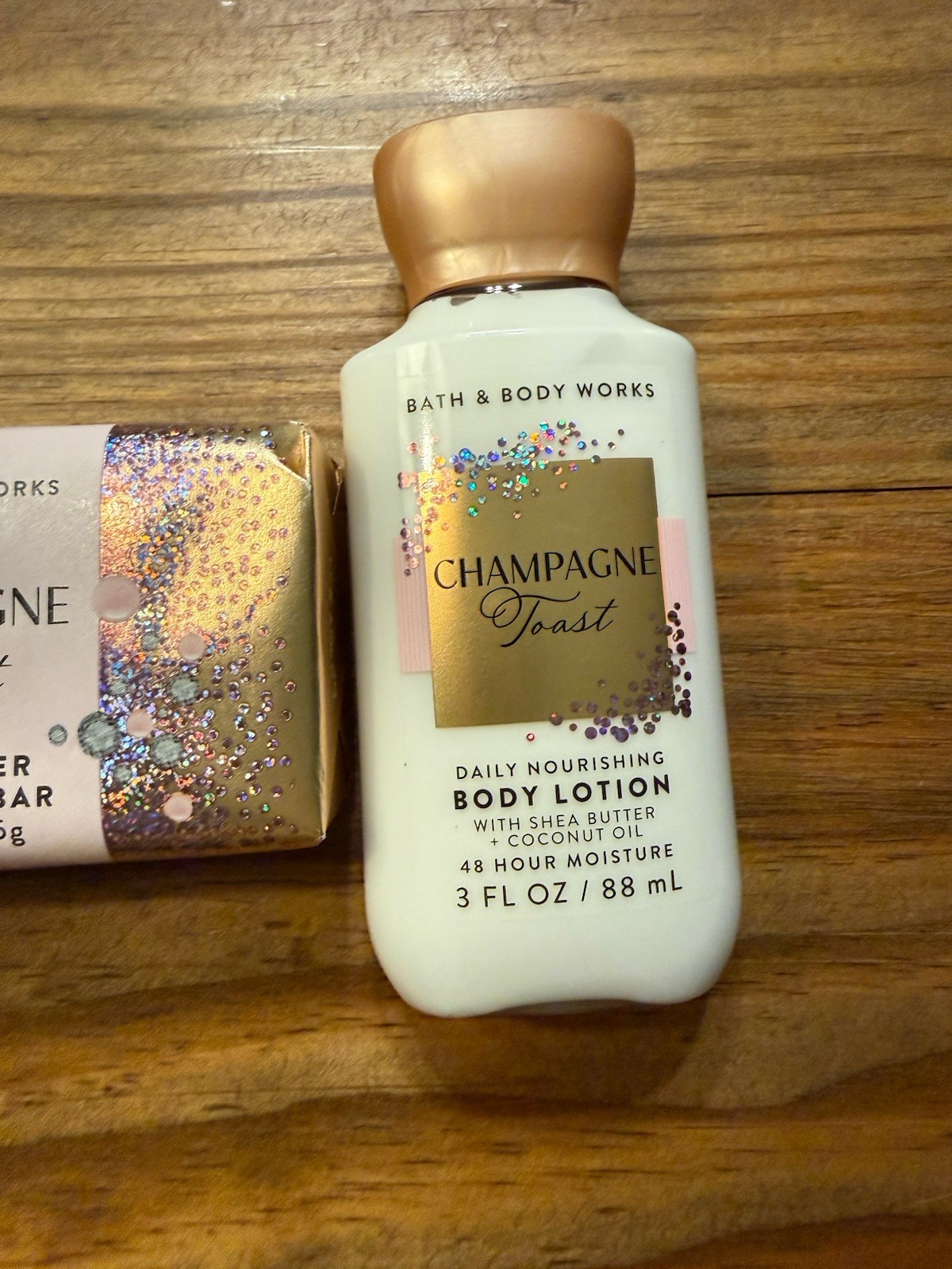BATH & BODY WORKS SHEA BUTTER CLEANSING BAR AND LOTION CHAMPAGNE TOAST