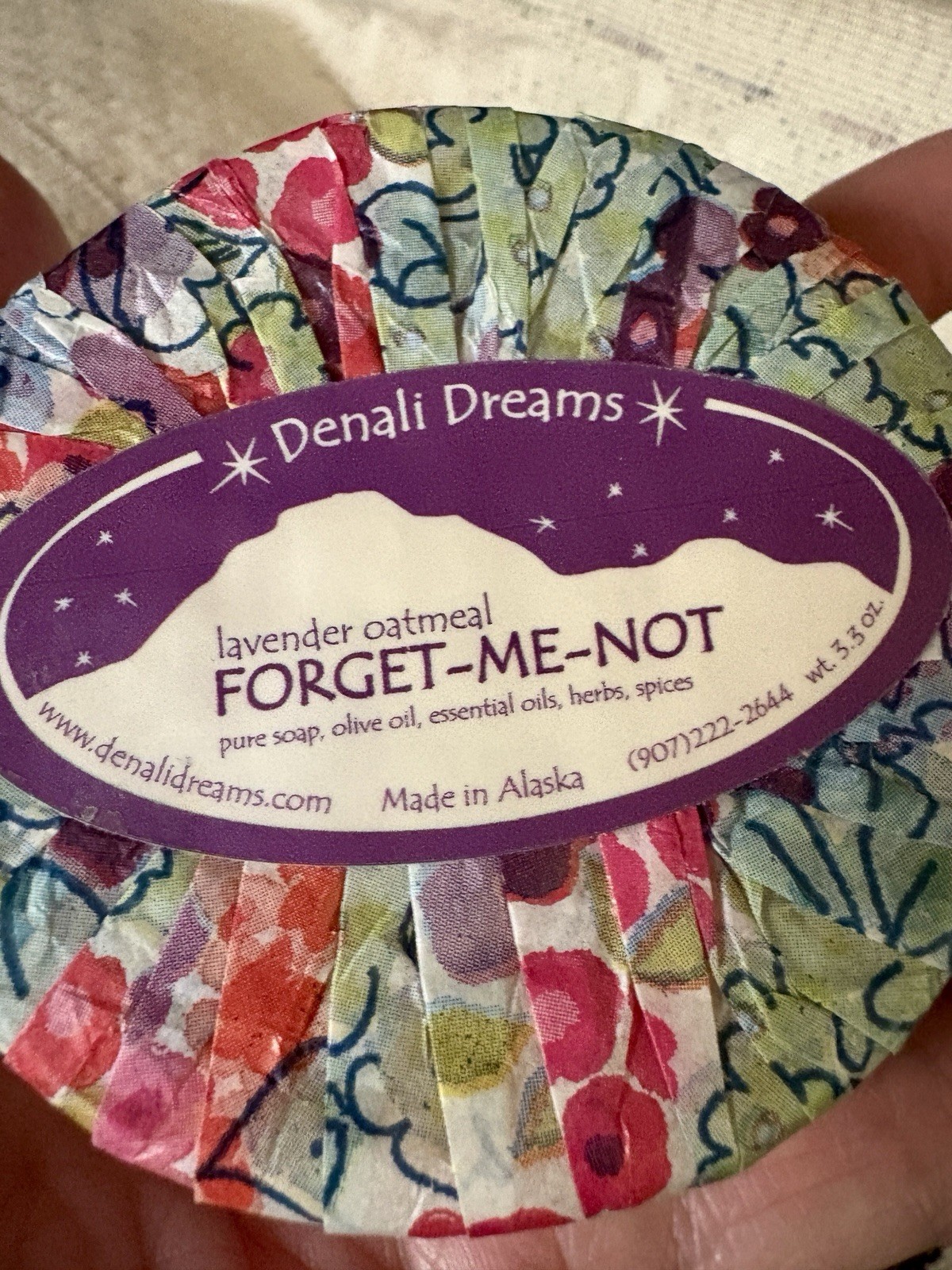 Denali Dreams Natural Handmade Alaska Soap Lavender Oatmeal Forget-Me-Not 3.3oz