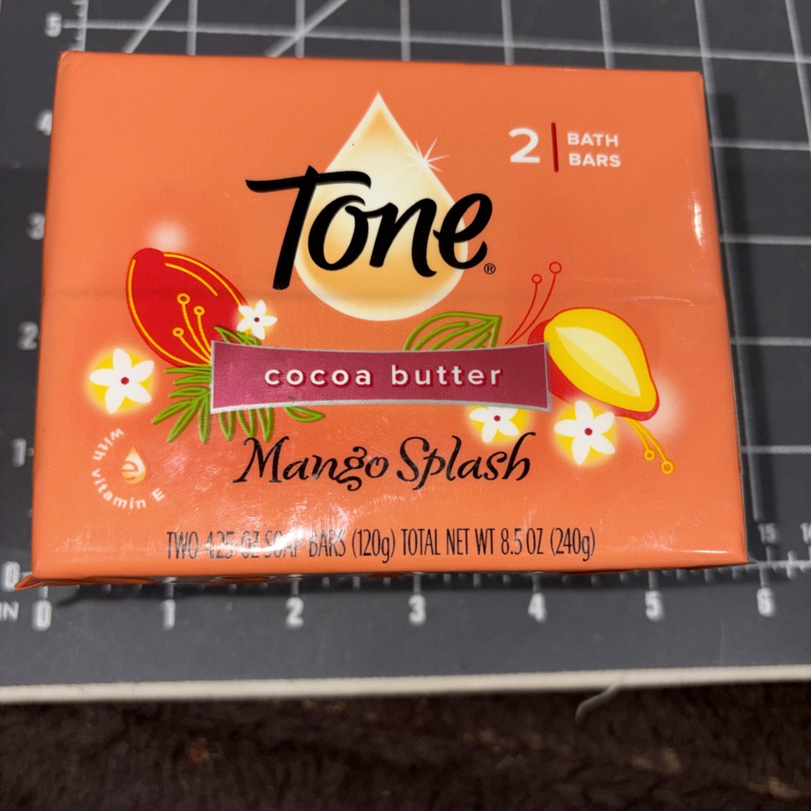 NOS 2-pack Tone MANGO SPLASH Cocoa Butter 4.25 oz Each Bar Soap