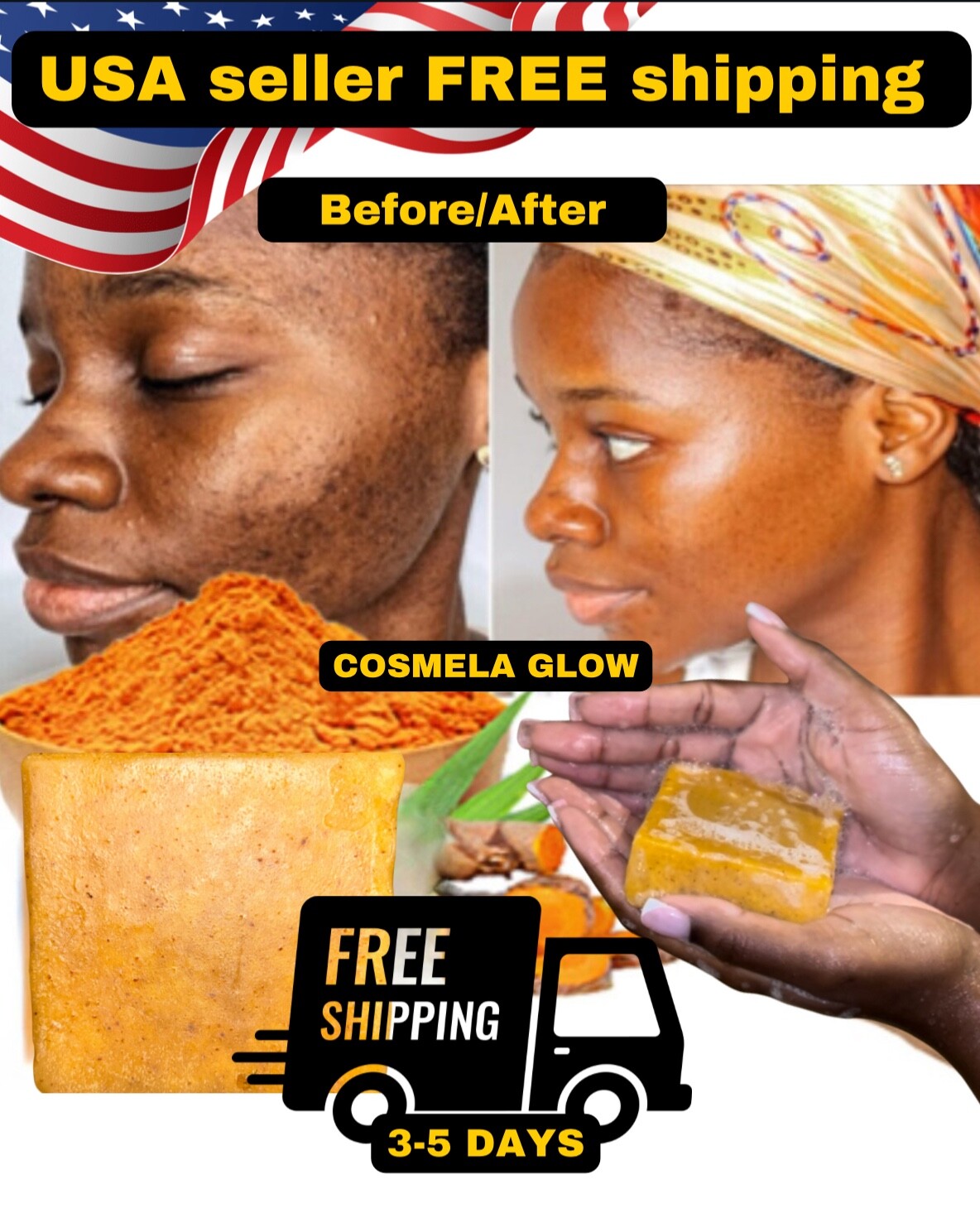Turmeric Soap Skin Whitening Dark Spots Lightening Acne Brightening Tumeric