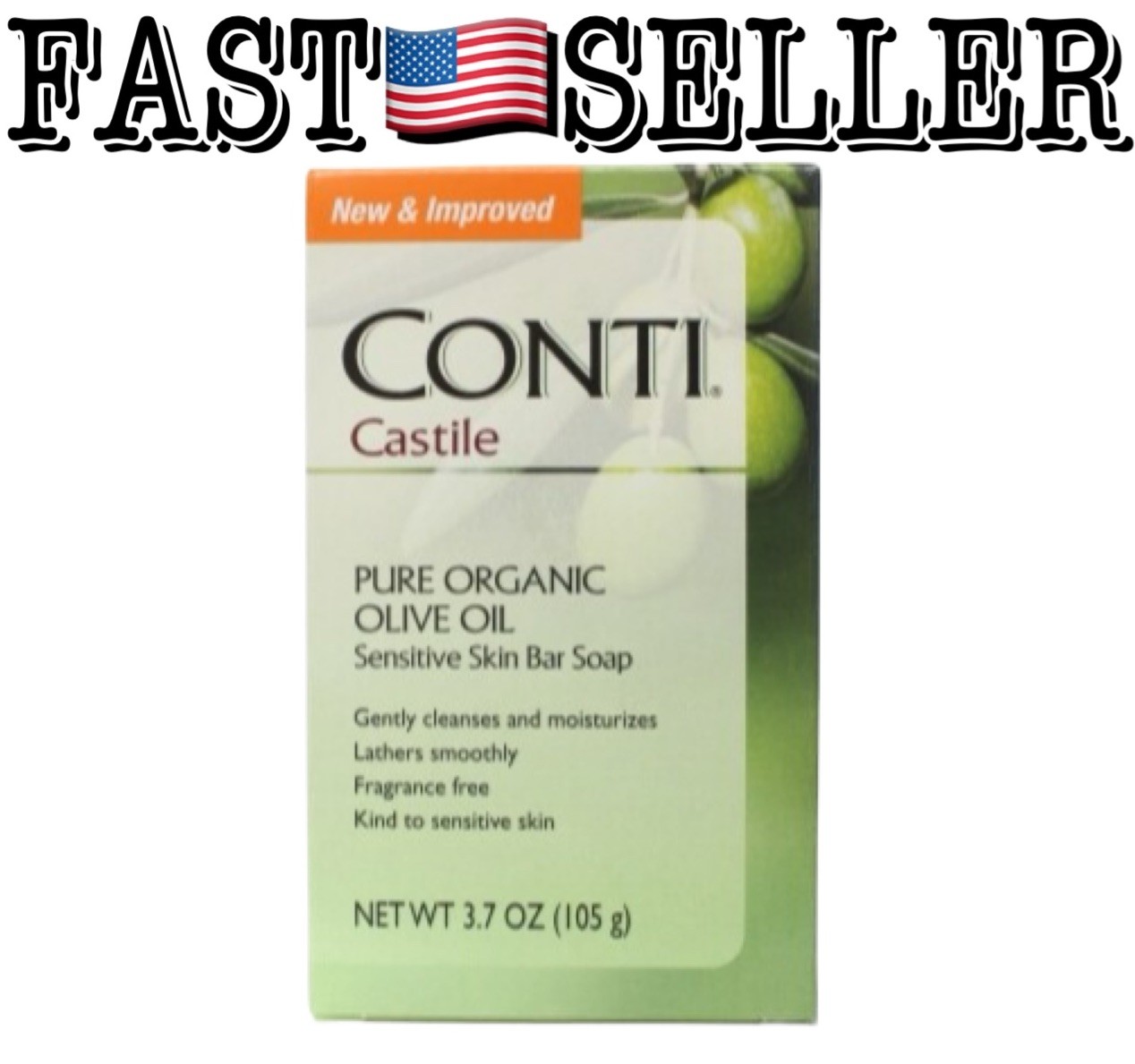 Pure Organic Olive Oil Sensitive Skin Bar Soap 3.7oz (105g)
