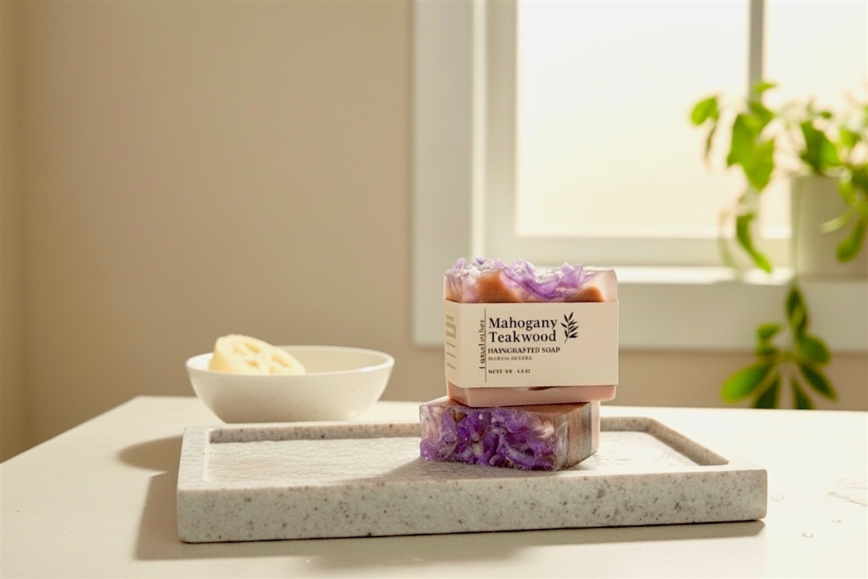 LumaLather Mahogany Teakwood Handmade Soap Bar – Moisturizing Artisan Bath Soap