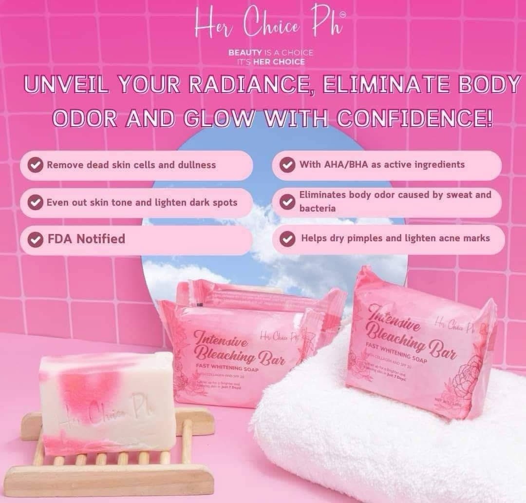 2 bars Her Choice Intensive Bleaching Bar Fast Whitening Soap (120g each)