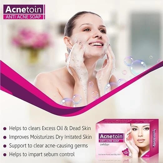 Leeford Women’s Acnetoin Anti Acne Bathing Soap Bar Oily Skin Pack 4 x 75 gm