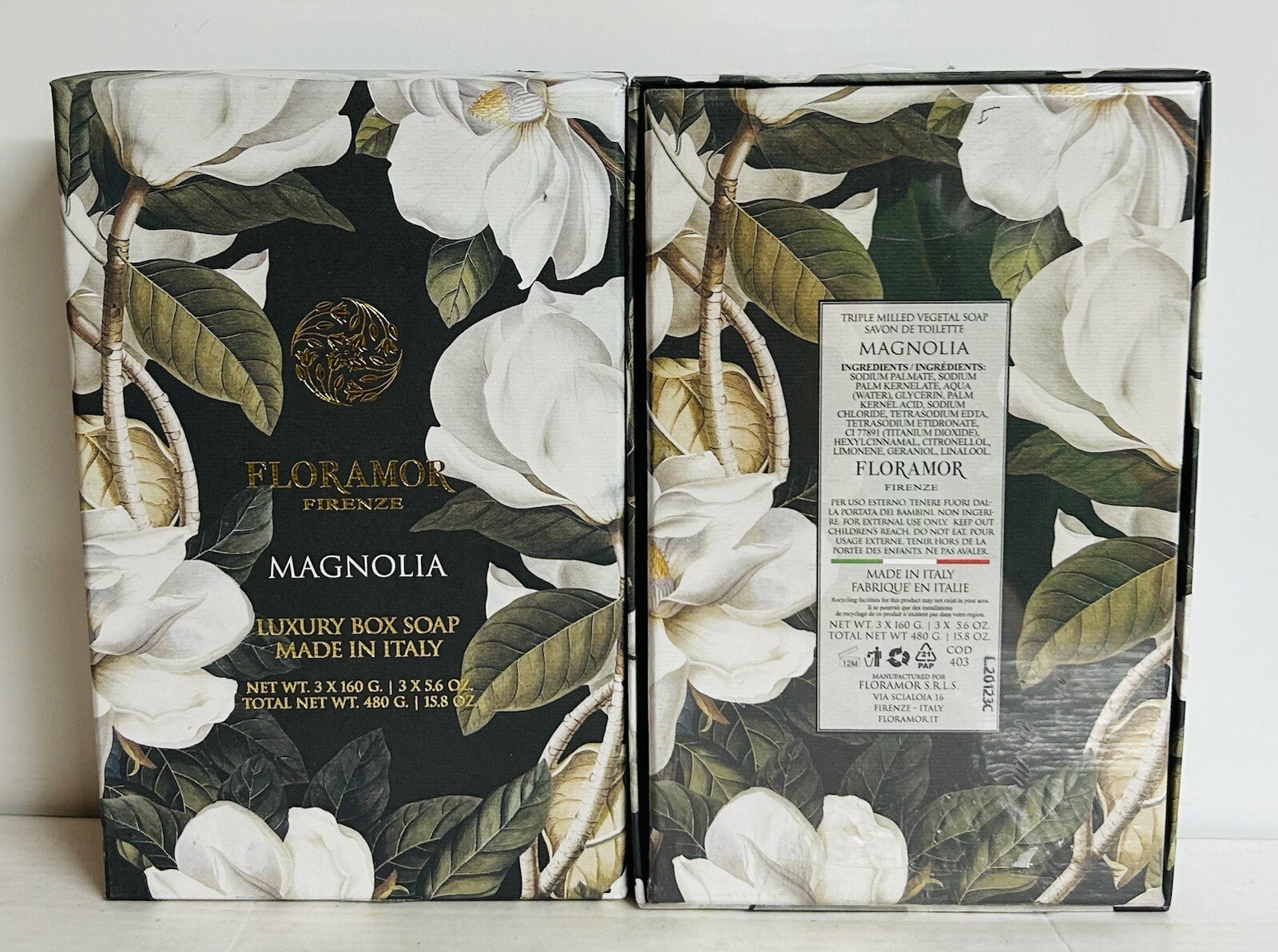2-Pack Floramor Firenze ~ Magnolia Luxury Box Soap 6 Bars 5.6 oz Each