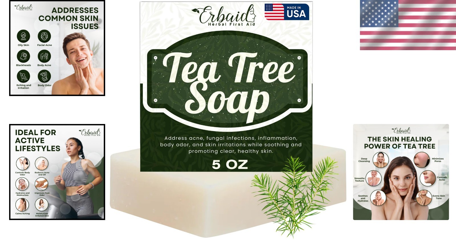 Gentle Tea Tree Oil Soap Bar for Acne & Skin Irritations – 5 oz Cleansing Power