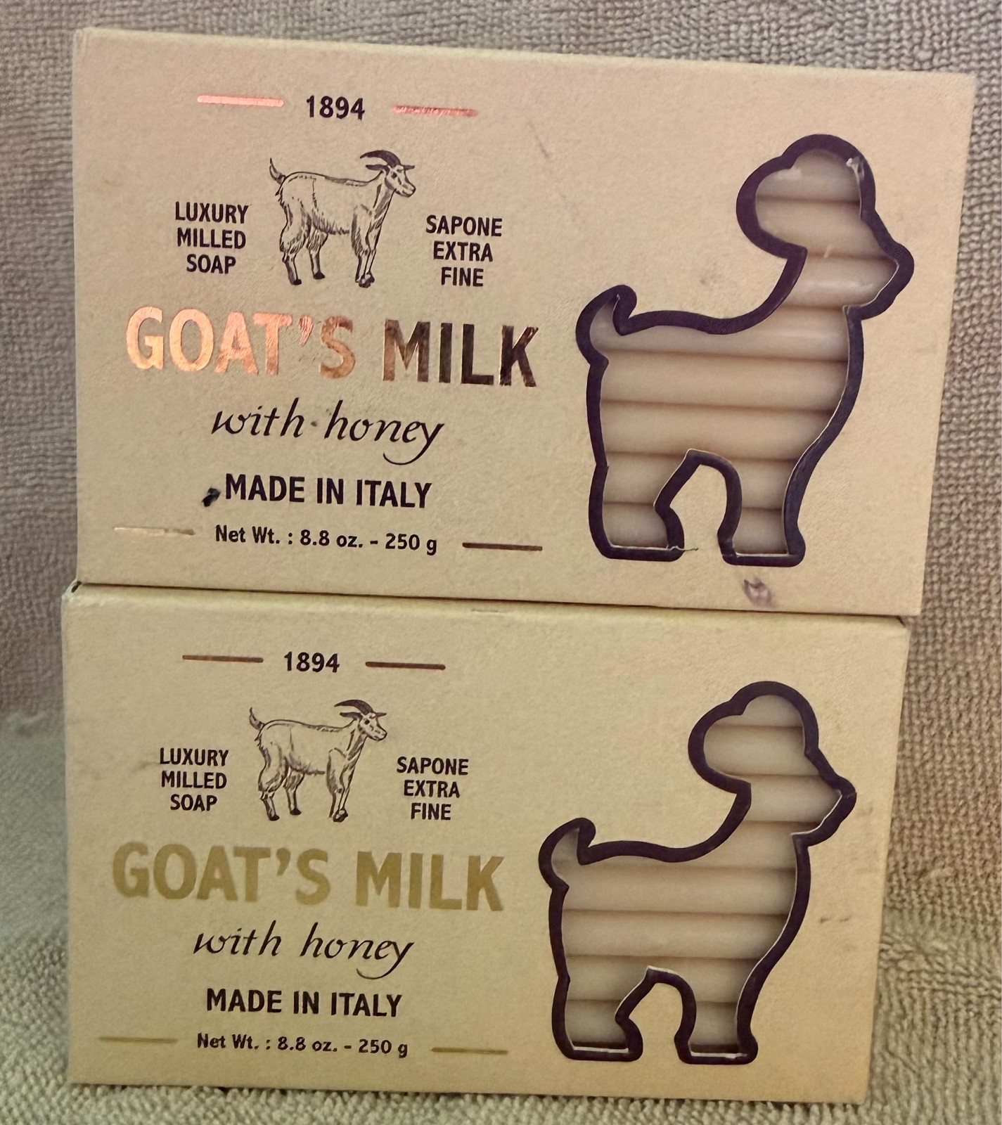 Goat’s Milk Honey Bar Soap 2 Pack Made in Italy 8.8 oz Each Luxury Milled Soap