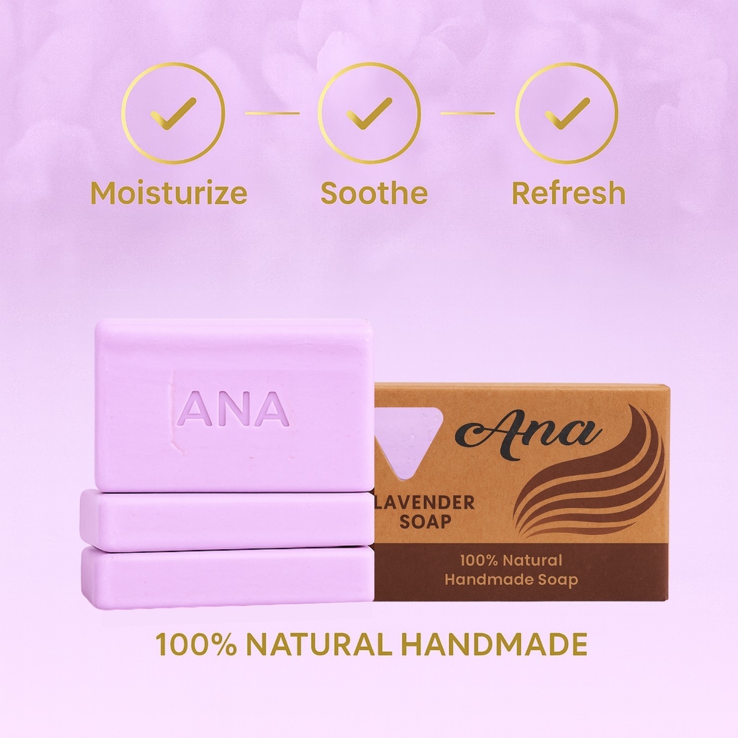 100% Natural Ingredients Handmade Lavender Soap for Body and Face Wash Daily Use