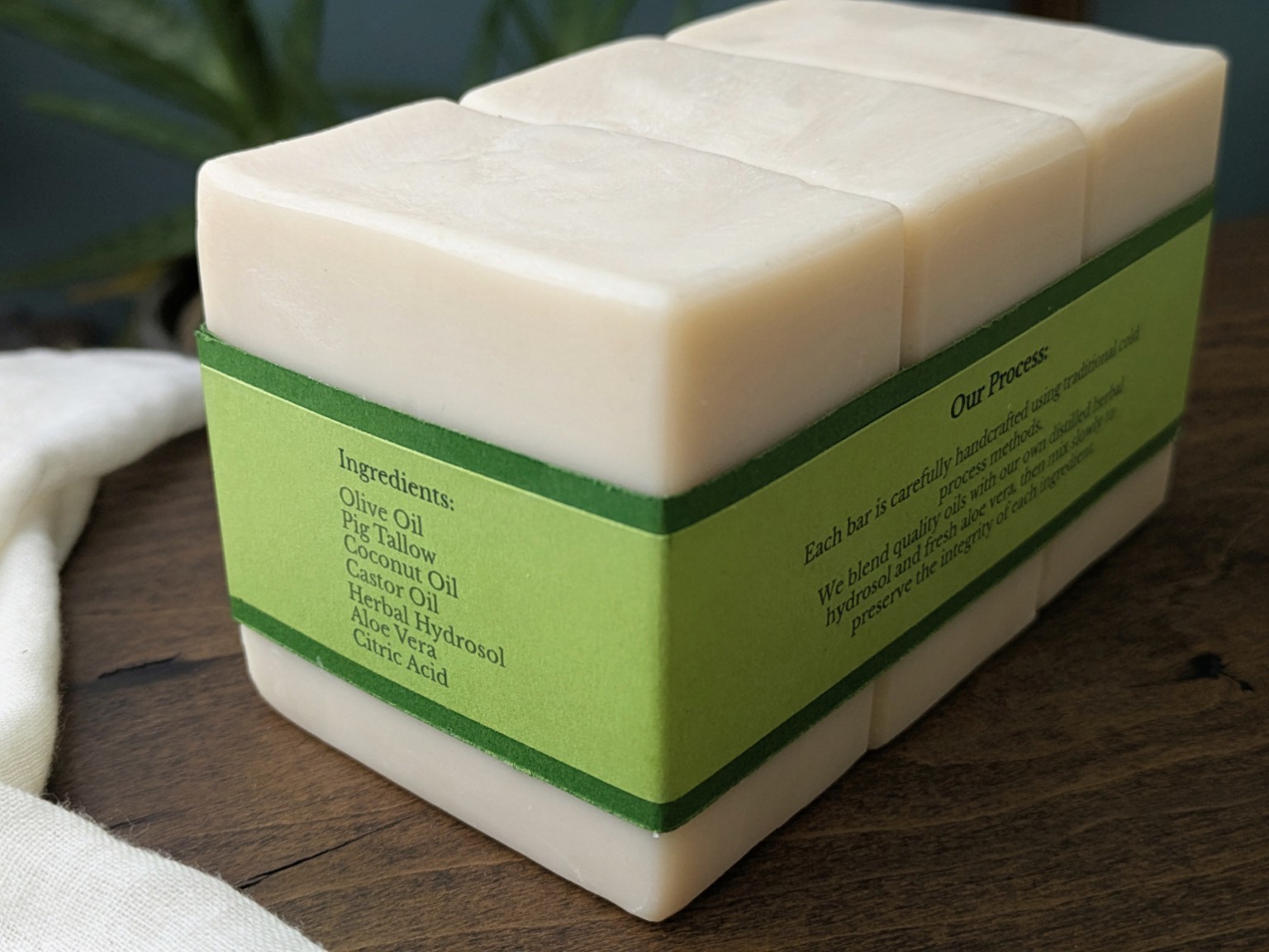Olive Oil Soap Bars Set of 3 Unscented Handmade Cold Process Sensitive Skin