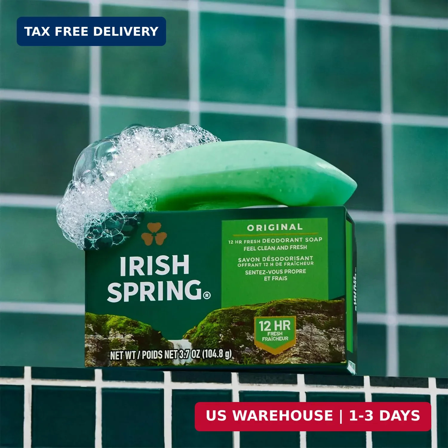 Irish Spring Bar Soap for Men, Original Clean, Smell Fresh and Clean for 12 Hour