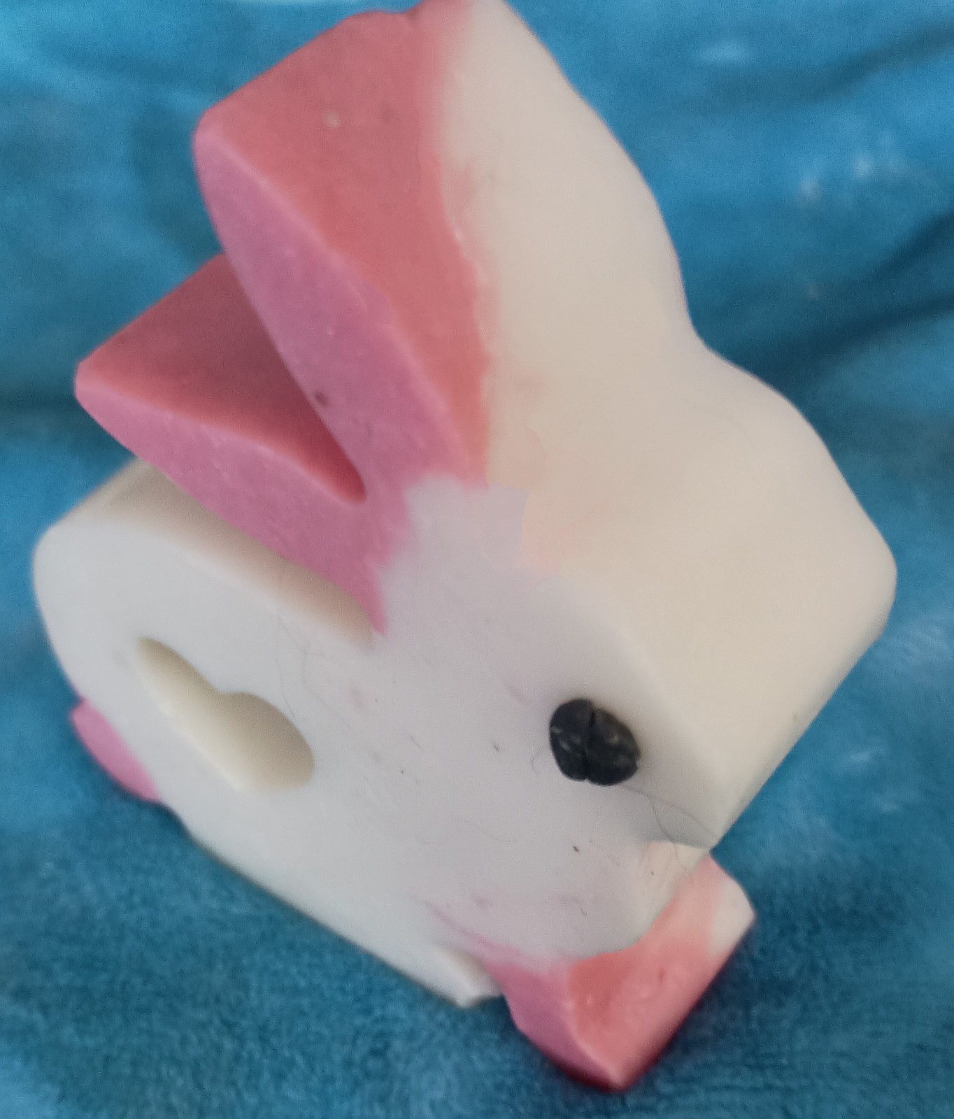 Adorable Easter Bunny 100% Natural Soap In White & Pink With Hollowed Out Heart.