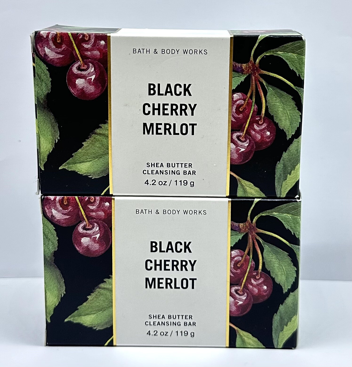 Bath & Body Works BLACK CHERRY MERLOT Shea Butter Cleansing Bar Soap 4.2 oz X 2