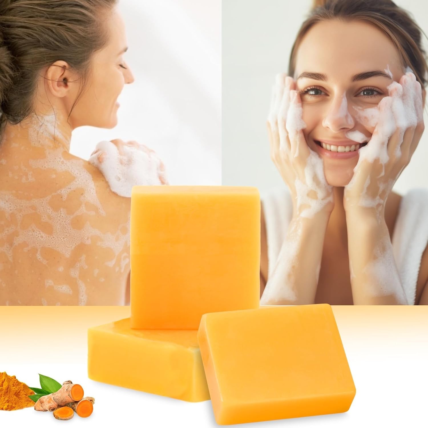 MR.A 3Packs Turmeric Soap Bar, Organic Tumeric Soap for Face and Body, Lemon Tur