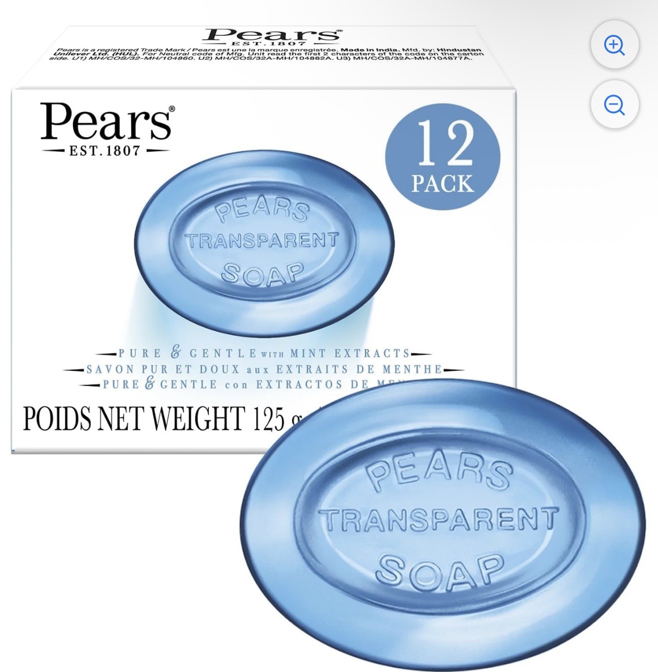 LOT OF 12 PEARS BAR SOAP WITH MINT EXTRACT- Germ Shield 125 gr-4.4oz