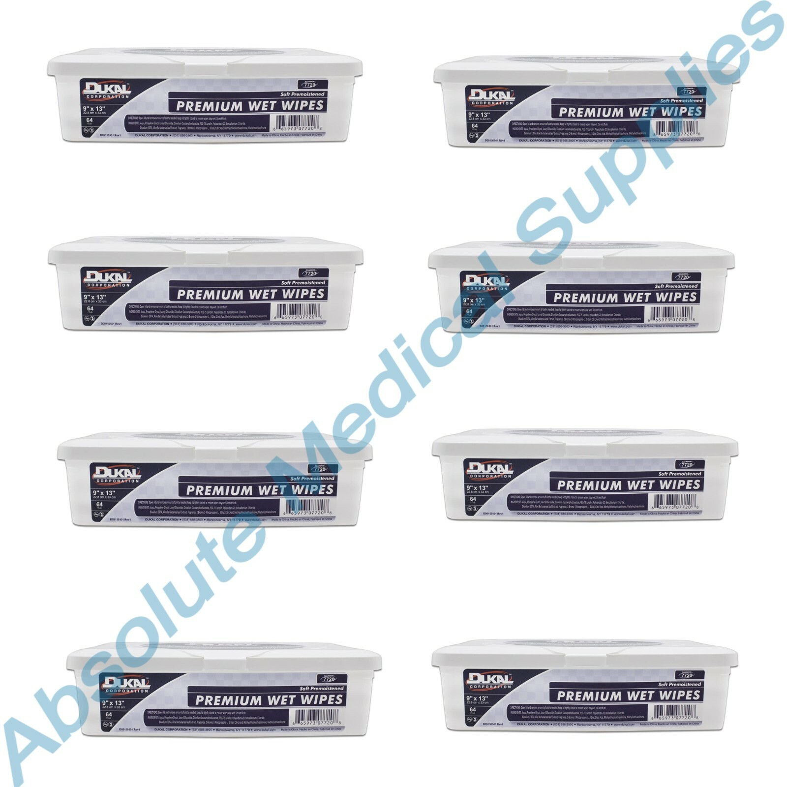 *8-Packs* Dukal Premium Wet 512 Wipes 9″ x 13″ Hard Tub Dispenser 7720