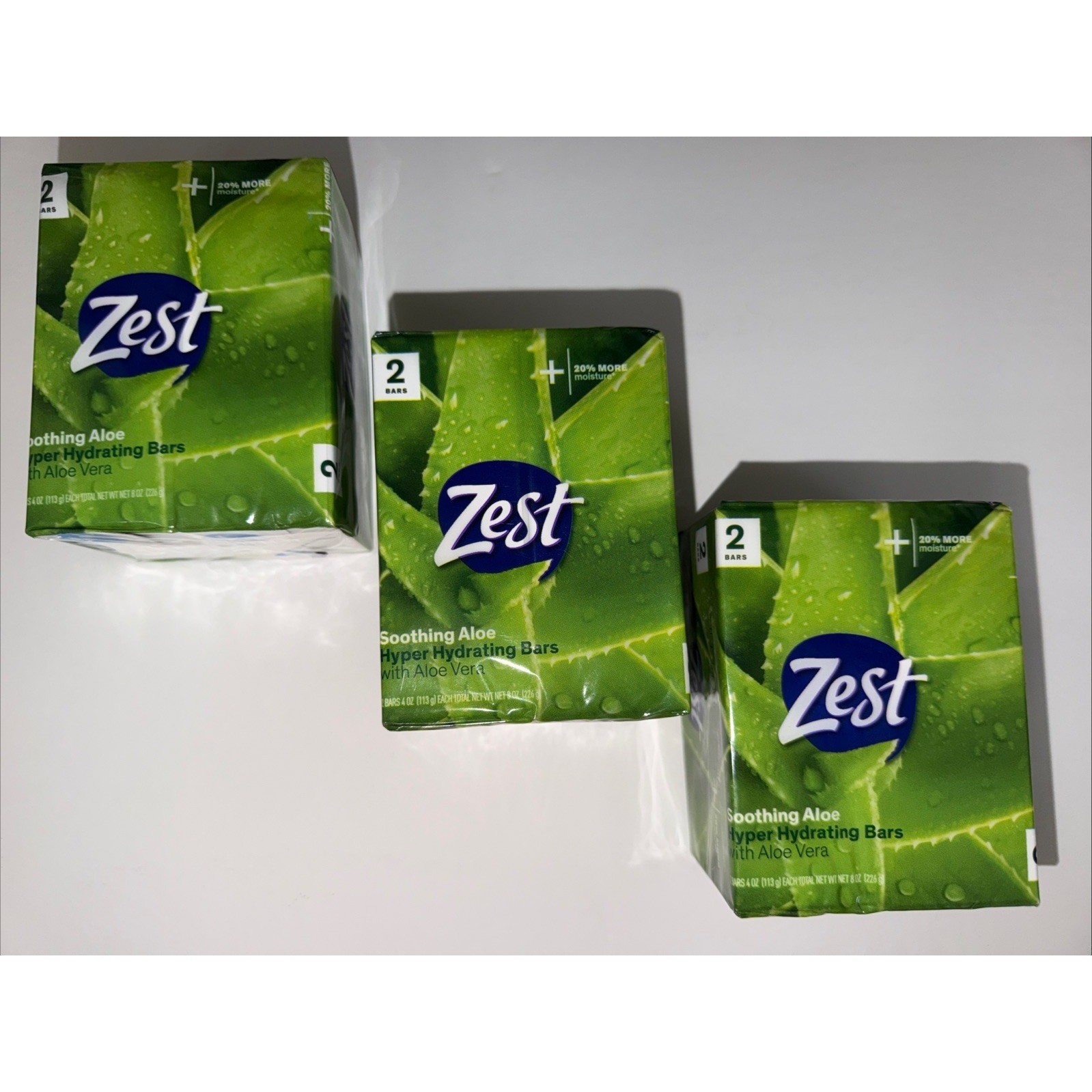 Zest Soothing Aloe Hyper Hydrating Bar Soap with Aloe Vera 4oz 6 Bars Total