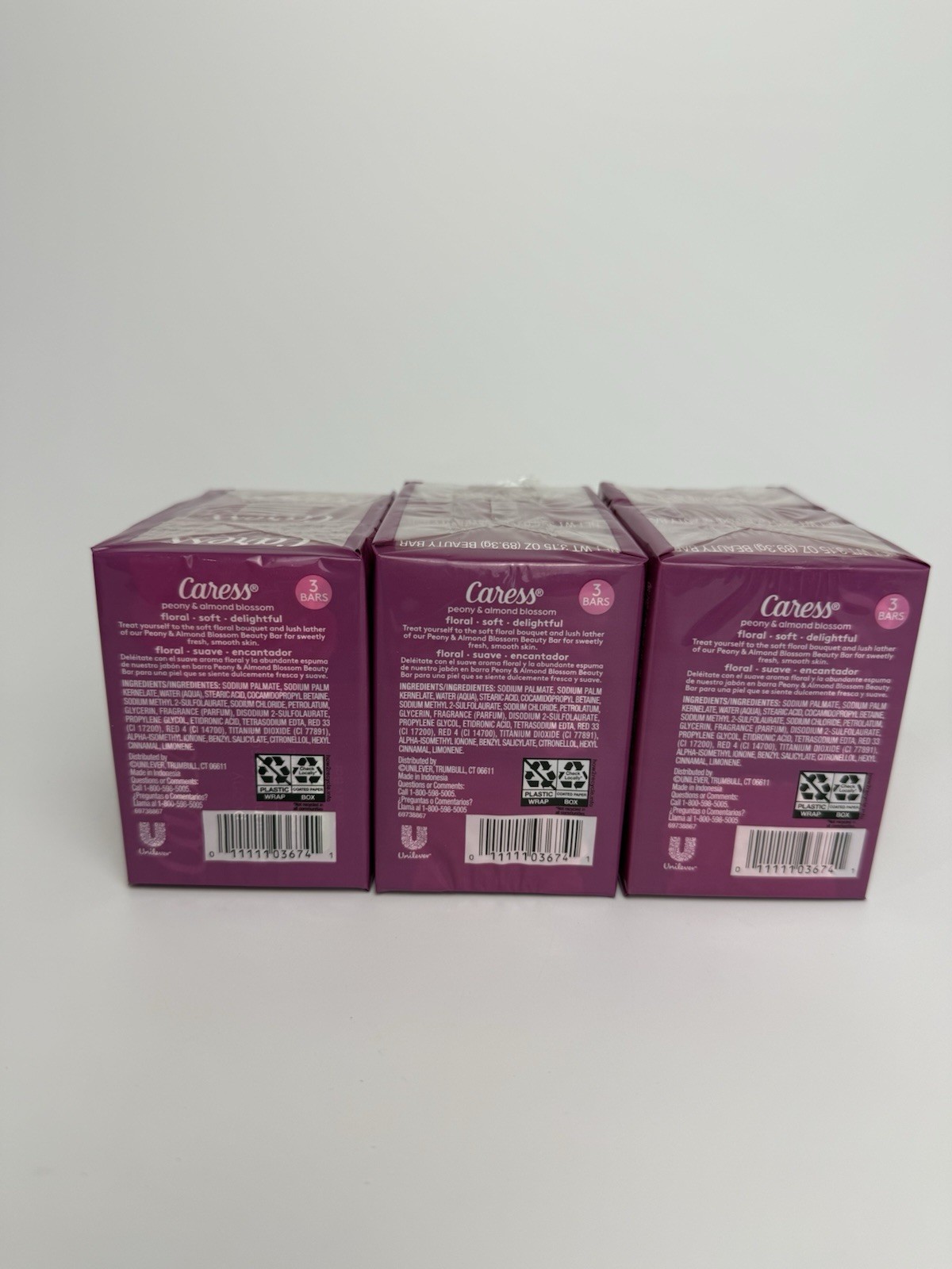 9x CARESS PEONY ALMOND BLOSSOM Bar Soap 3.15 OZ Each 3 Packs Of 3