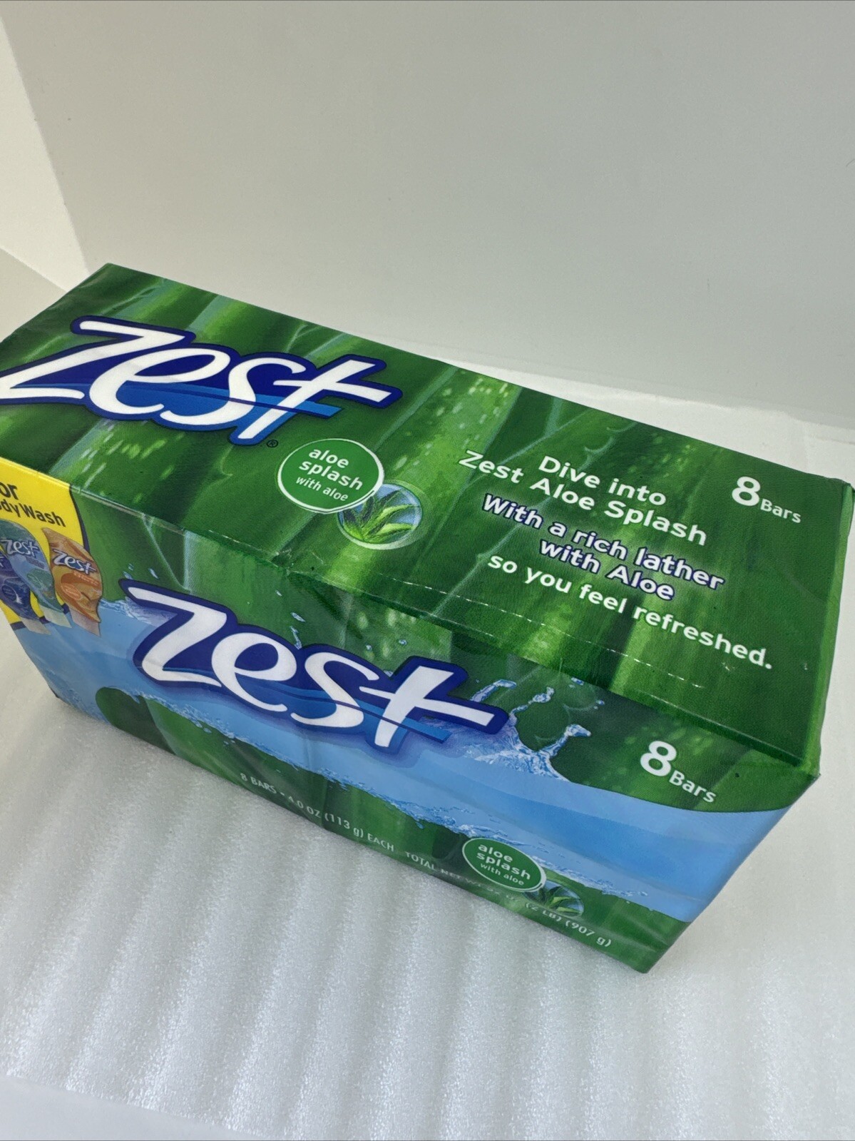 Zest ALOE SPLASH Bar Soap With Aloe 8 Full Sized 4oz Bars SEALED