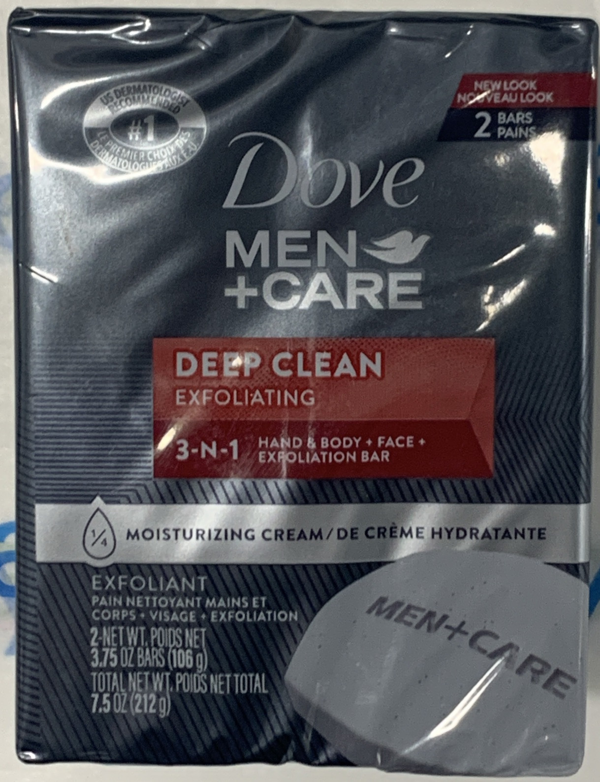 Dove Men+Care Hand Body & Face Deep Clean Exfoliating Bar Soap 2 Bars 212 g New