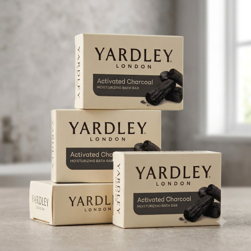 Yardley London Activated Charcoal Soap Bars Bentonite Clay Deep Cleanse 4 PACK