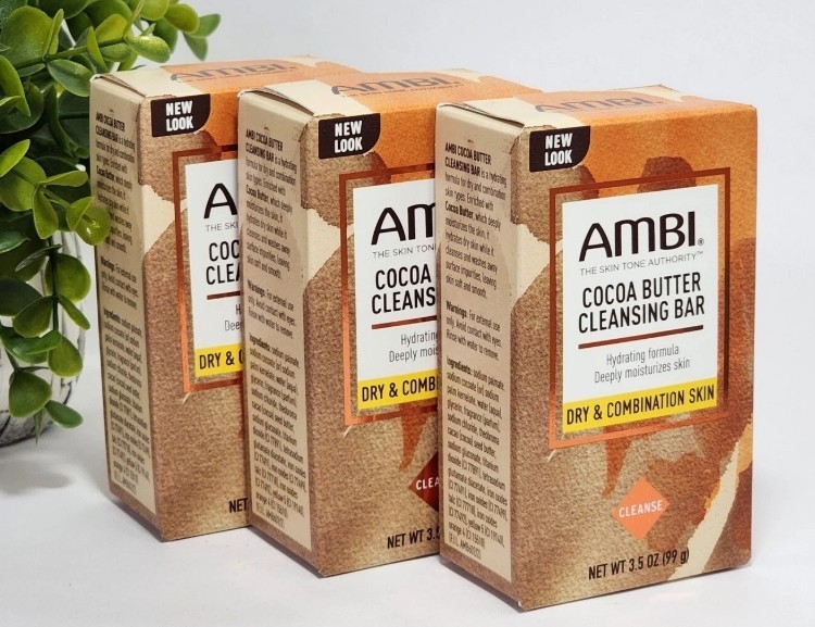 AMBI Cocoa Butter Cleansing Bar Soap Dry & Combination Skin 3.5 oz each – 3-Pack