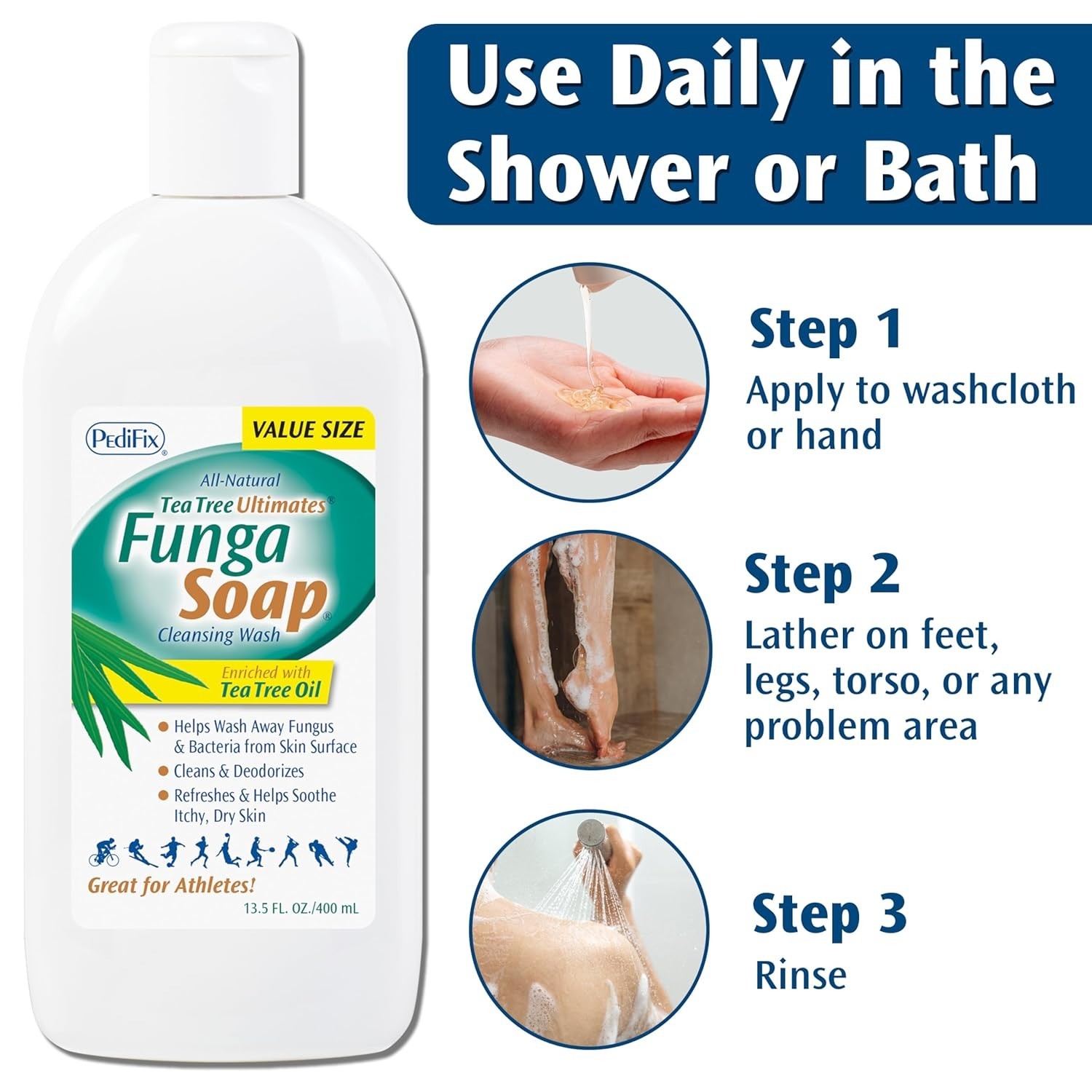 All-Natural Tea Tree Oil Body and Foot Wash – 13.5 fl. oz Effective Odor Defense