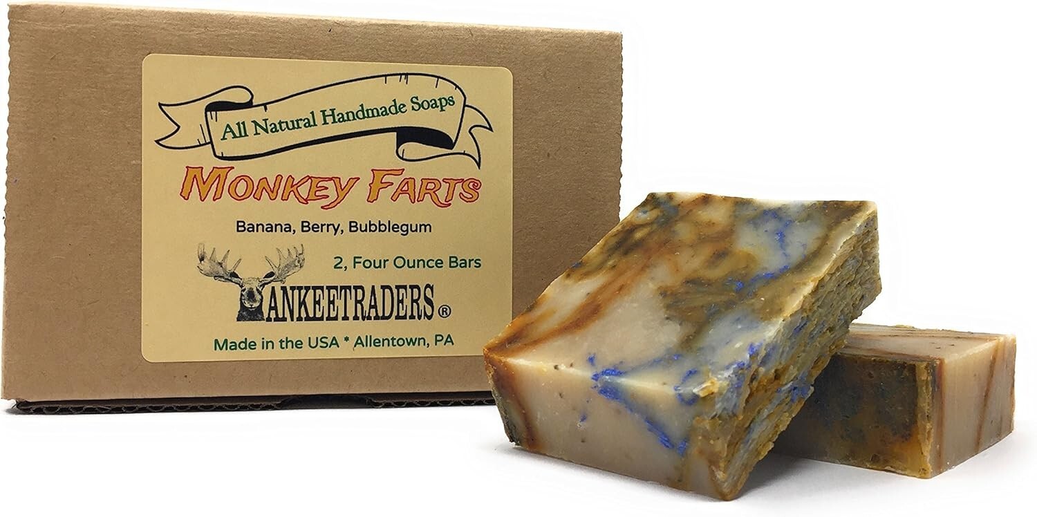 YANKEETRADERS Monkey Farts Soap – Natural, Vegan, Homemade Soap / 2, 4 oz bars
