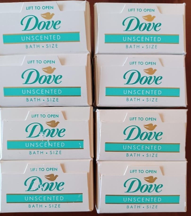 8 Vintage Dove Beauty Soap Bath Bar White 1/4 Moisturizing Cream 4.75oz NOS Prop