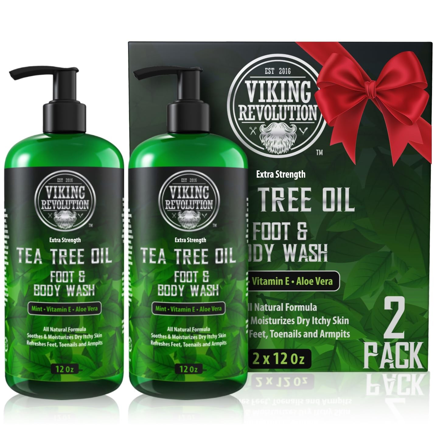 Viking Revolution Tea Tree Oil Body Wash Soap for Men – 12 Fl Oz (Pack of 2)