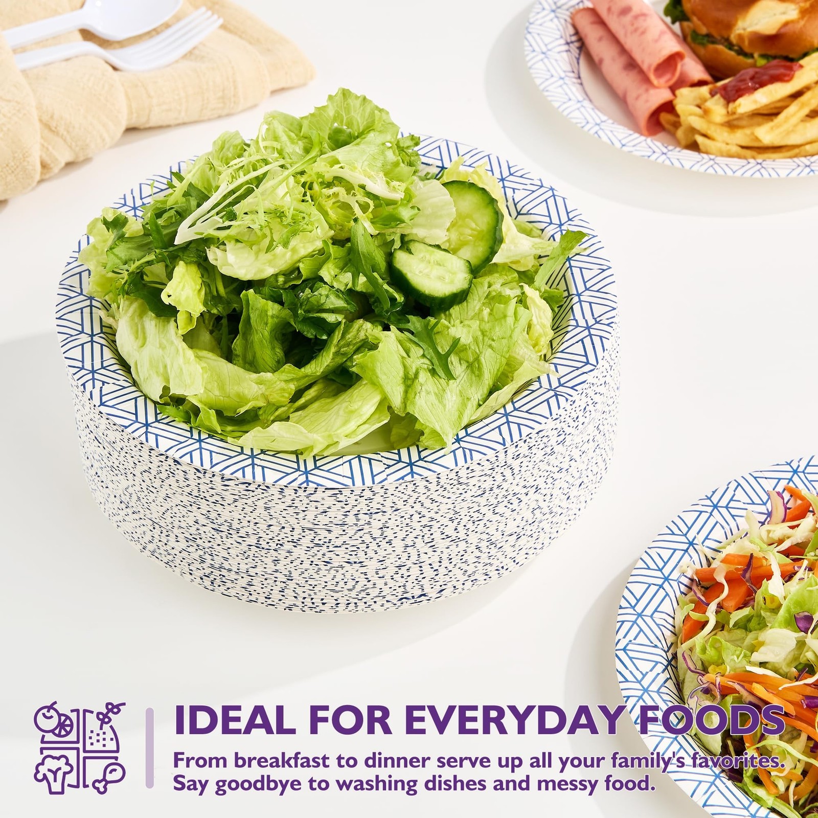 Disposable Paper Plates 8.5 Inch 300 Count, Soak Proof and Cut Resistant Heav…